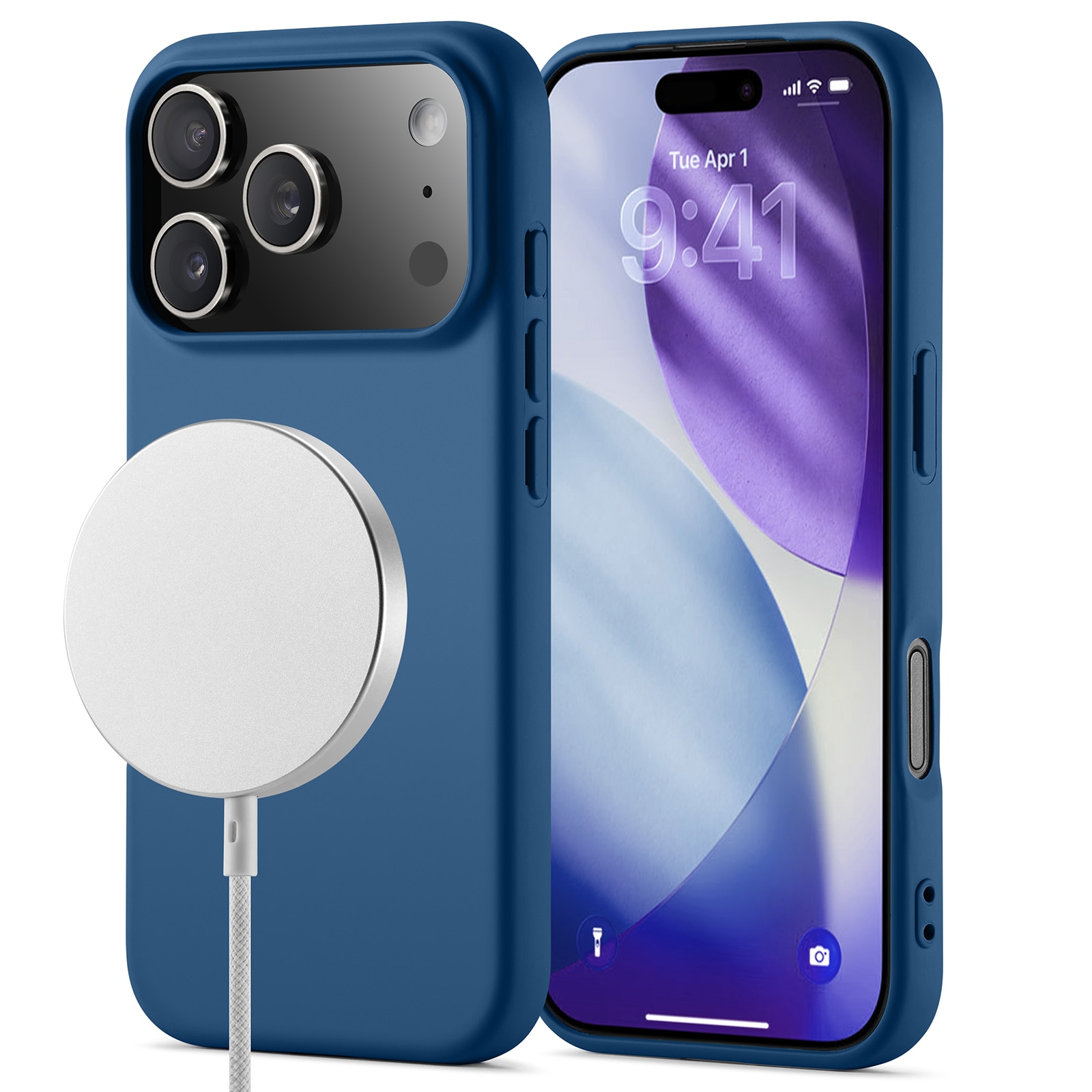 Coque TPU MagSafe iPhone 17 Pro, Bleu foncé