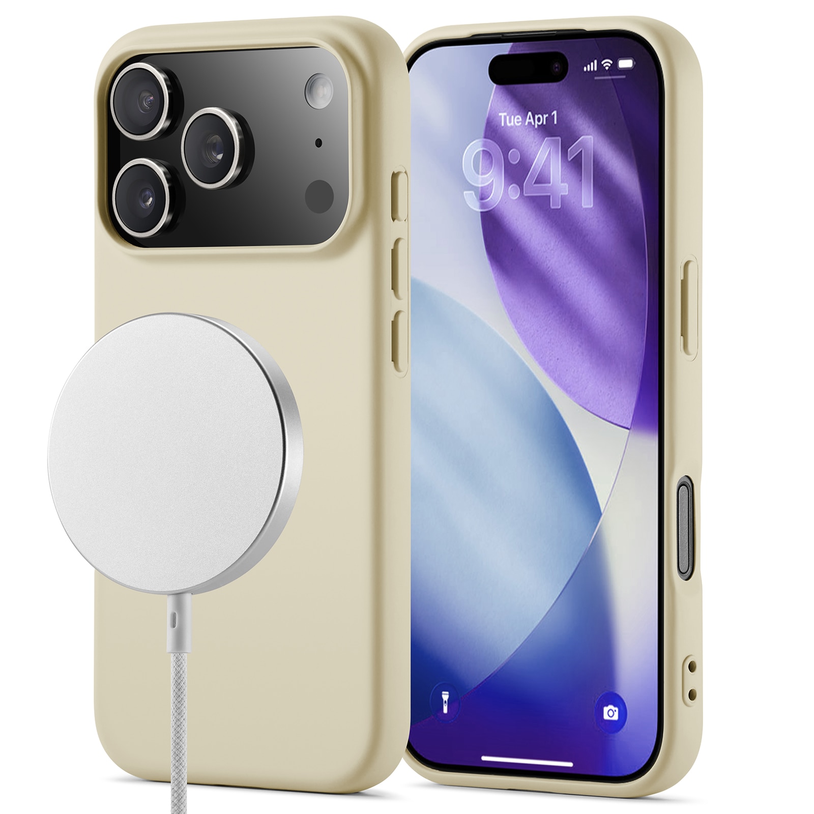 Coque TPU MagSafe iPhone 17 Pro Max, Beige