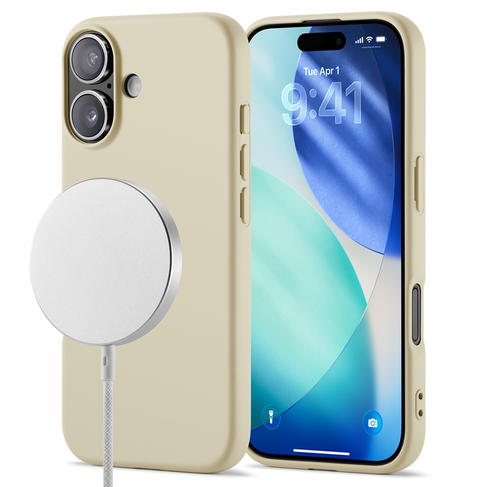 Coque TPU MagSafe iPhone 17, Beige