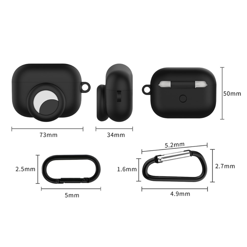 Coque en silicone avec support AirTag AirPods Pro Noir