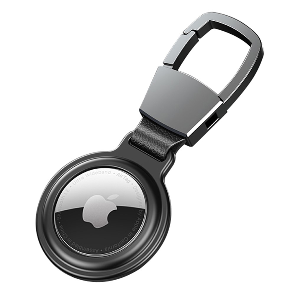 Coque métallique avec porte-clés Apple AirTag, noir
