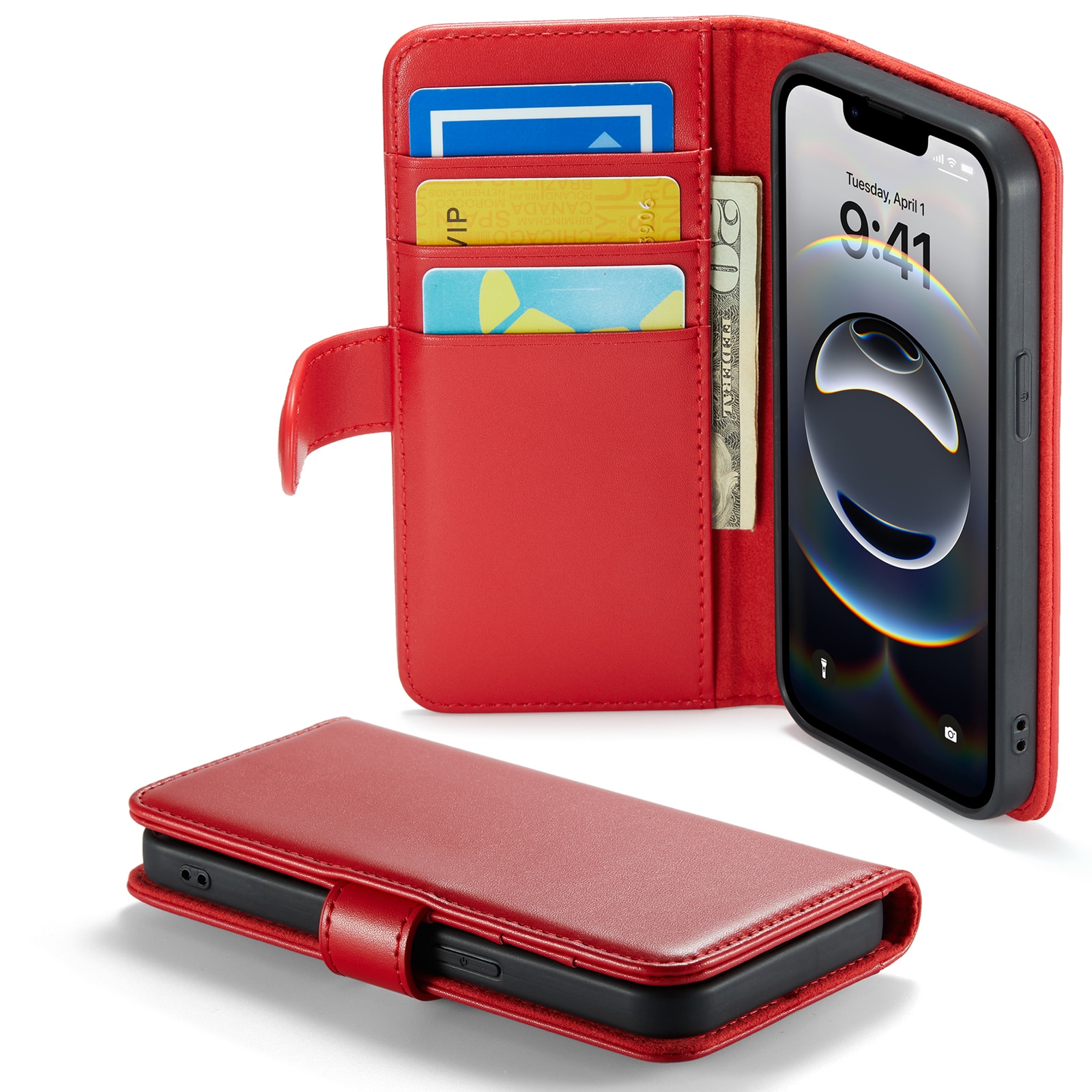 Étui en cuir veritable iPhone 12/iPhone 12 Pro, Rouge