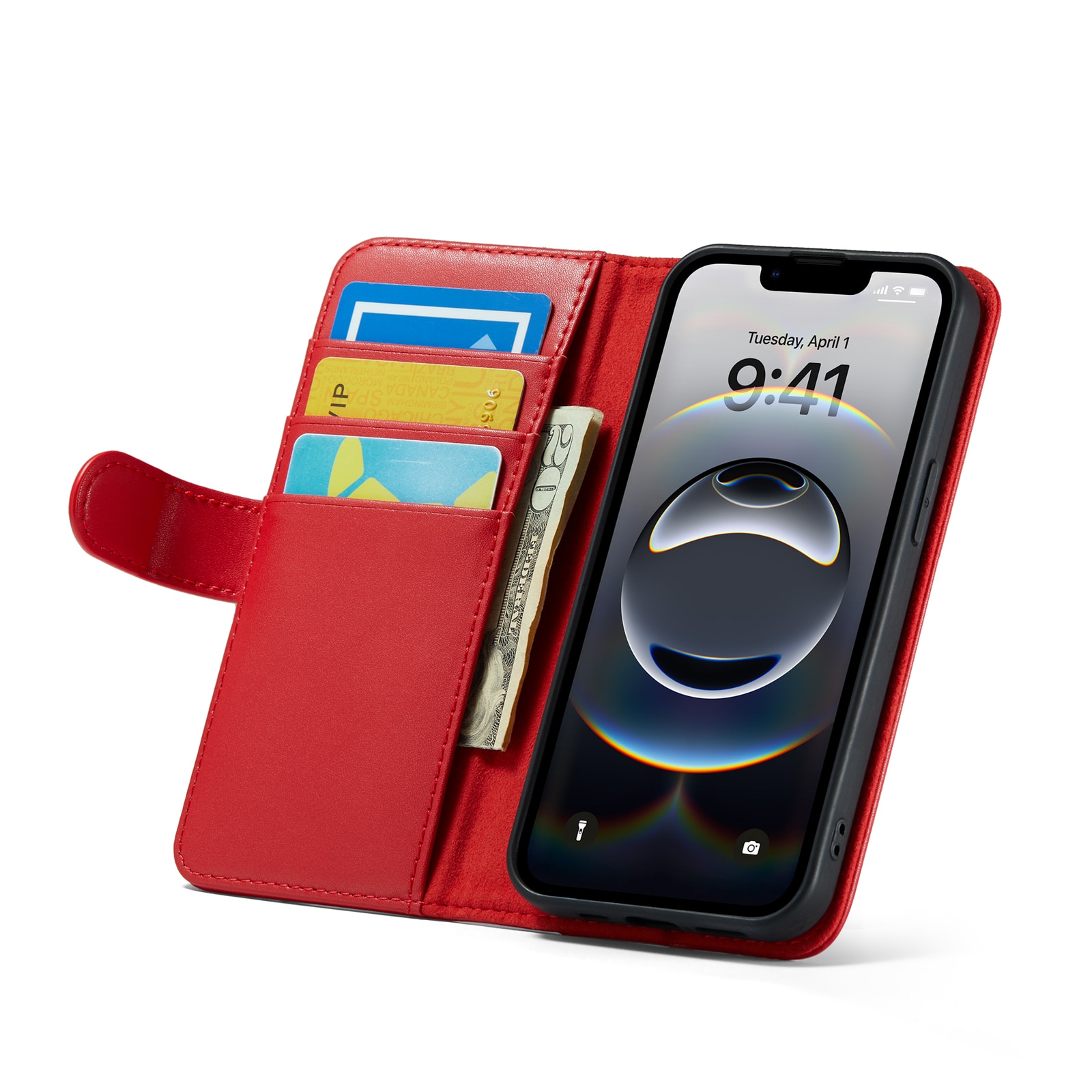 Étui en cuir veritable iPhone 12/iPhone 12 Pro, Rouge