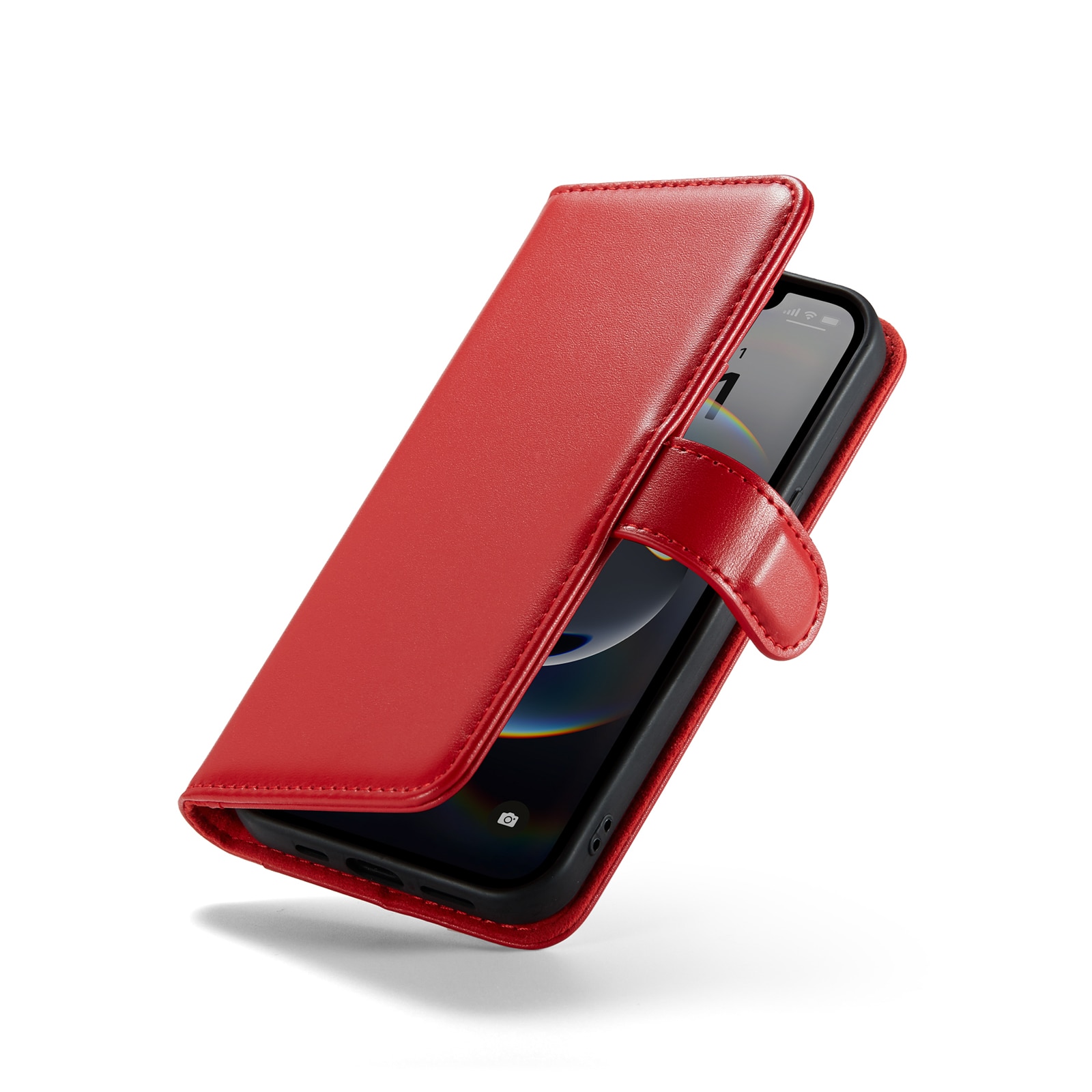 Étui en cuir veritable iPhone 12/iPhone 12 Pro, Rouge
