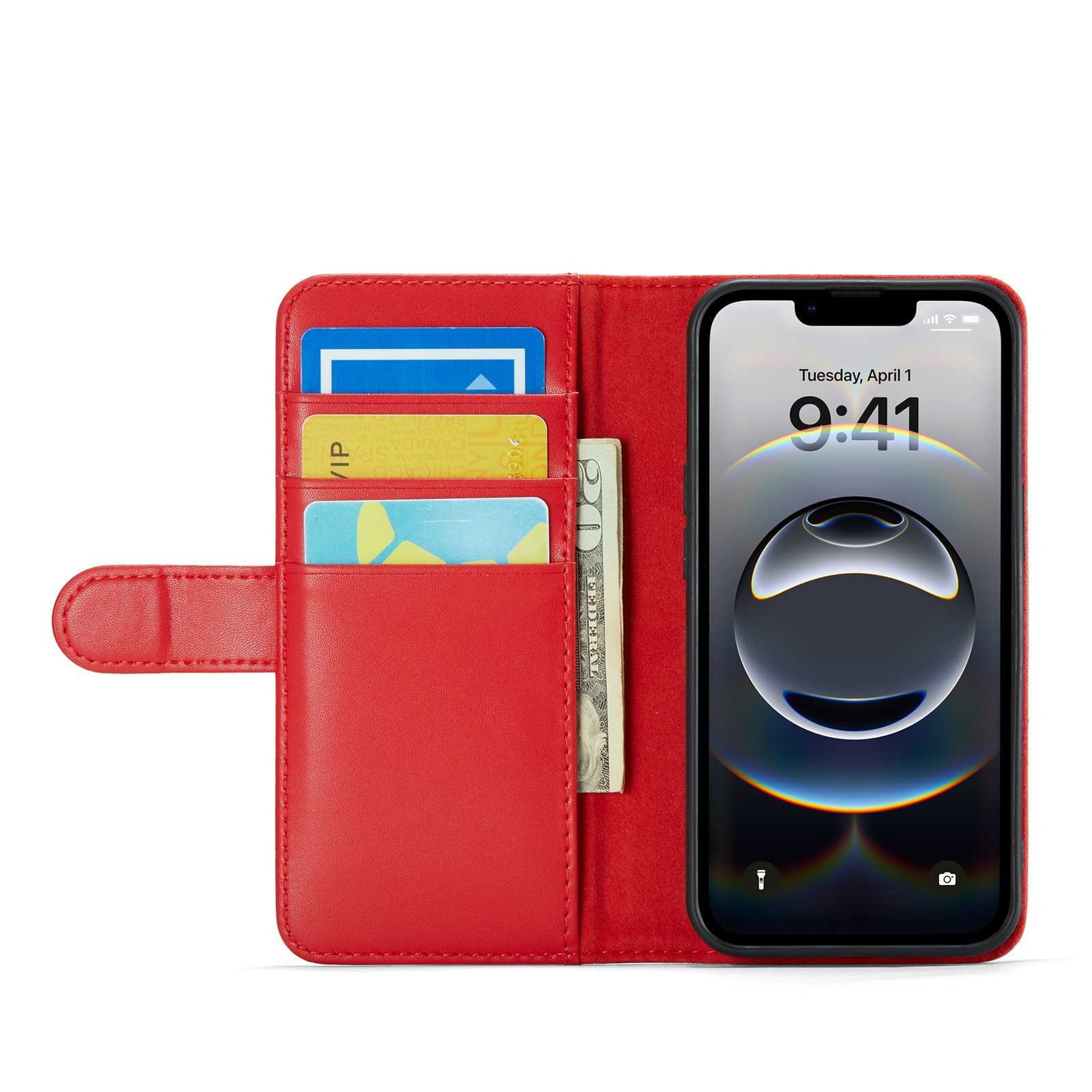 Étui en cuir veritable iPhone 12/iPhone 12 Pro, Rouge