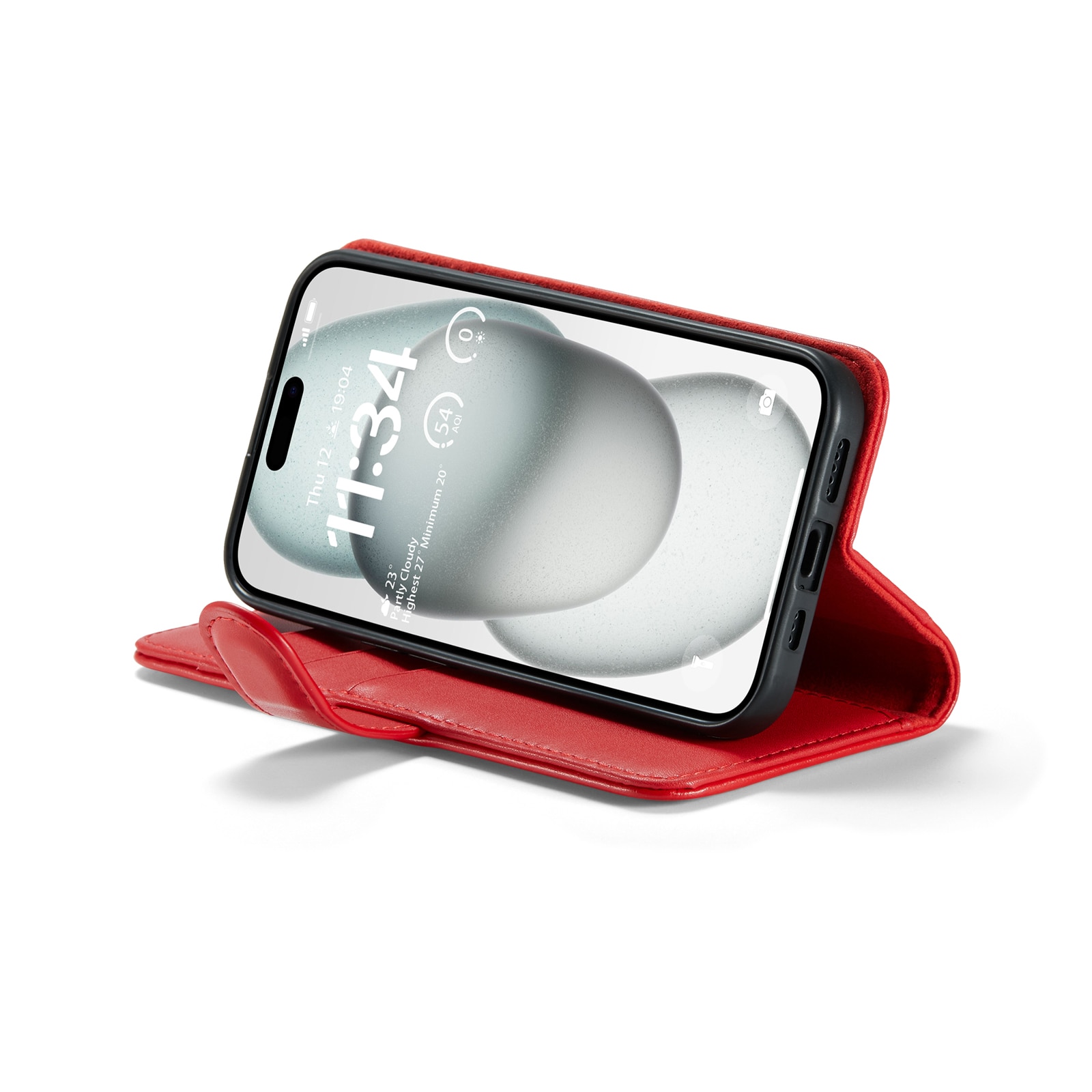 Étui en cuir veritable iPhone 13, Rouge