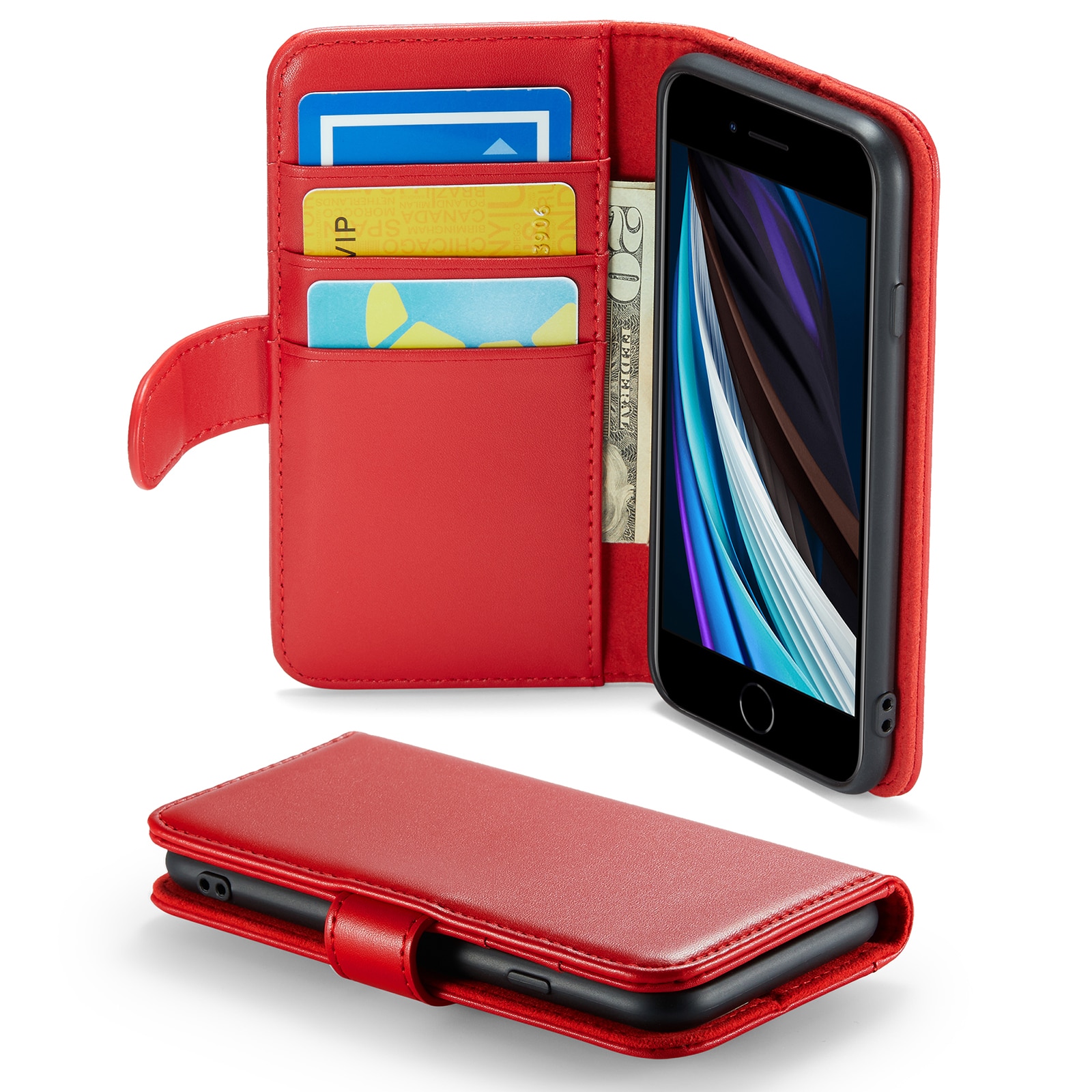 Étui en cuir veritable iPhone 8, Rouge