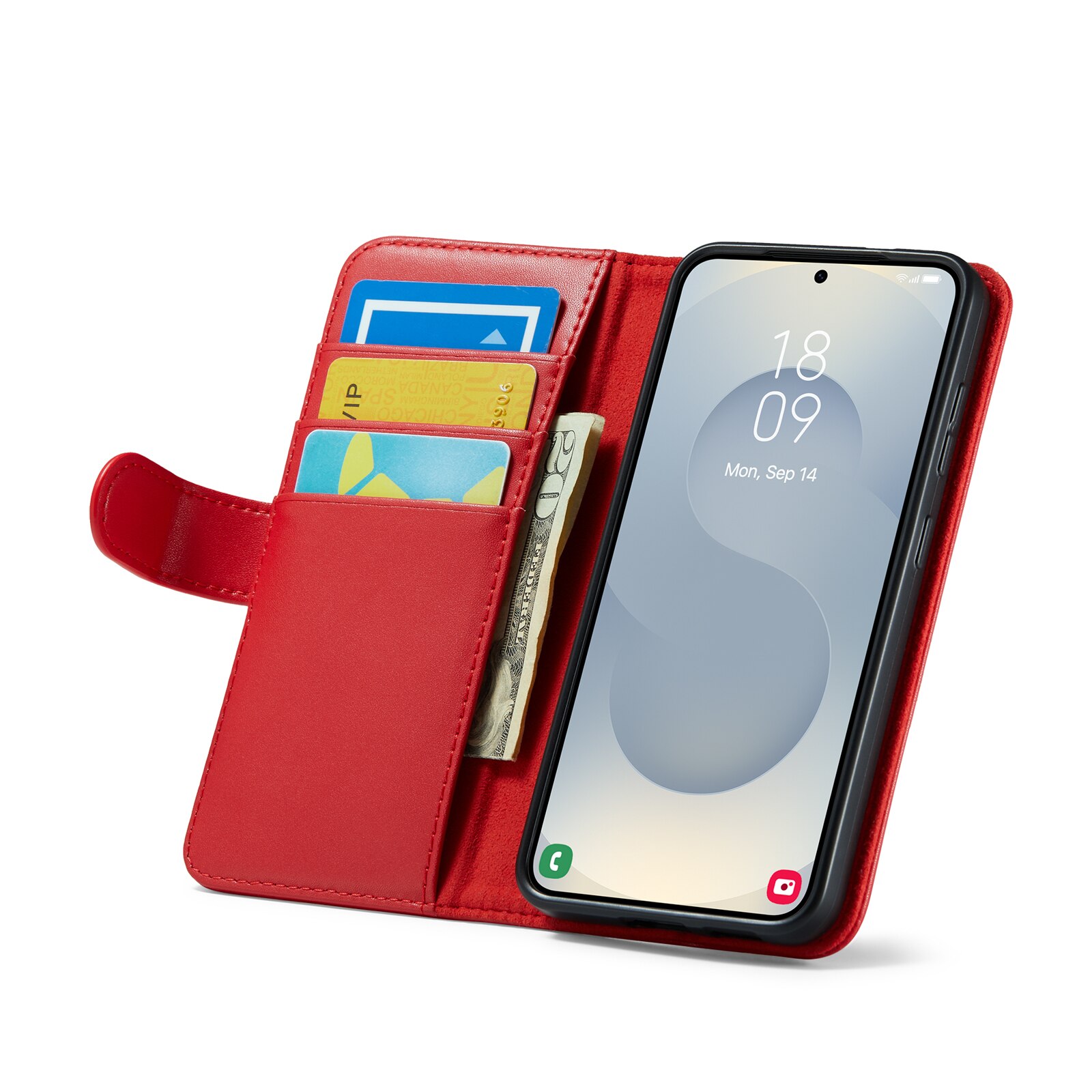 Étui en cuir veritable Samsung Galaxy S25, Rouge