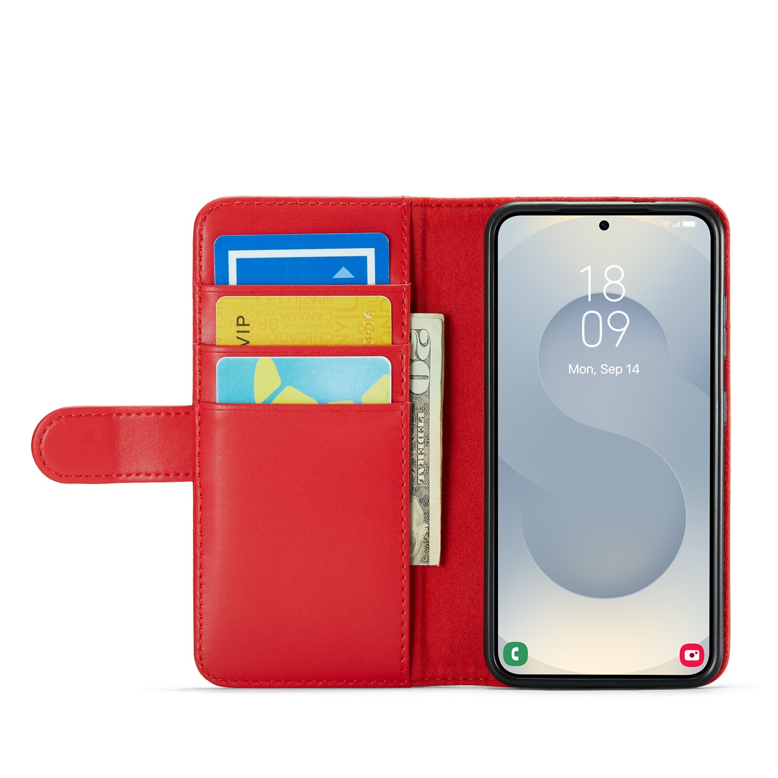 Étui en cuir veritable Samsung Galaxy S25, Rouge