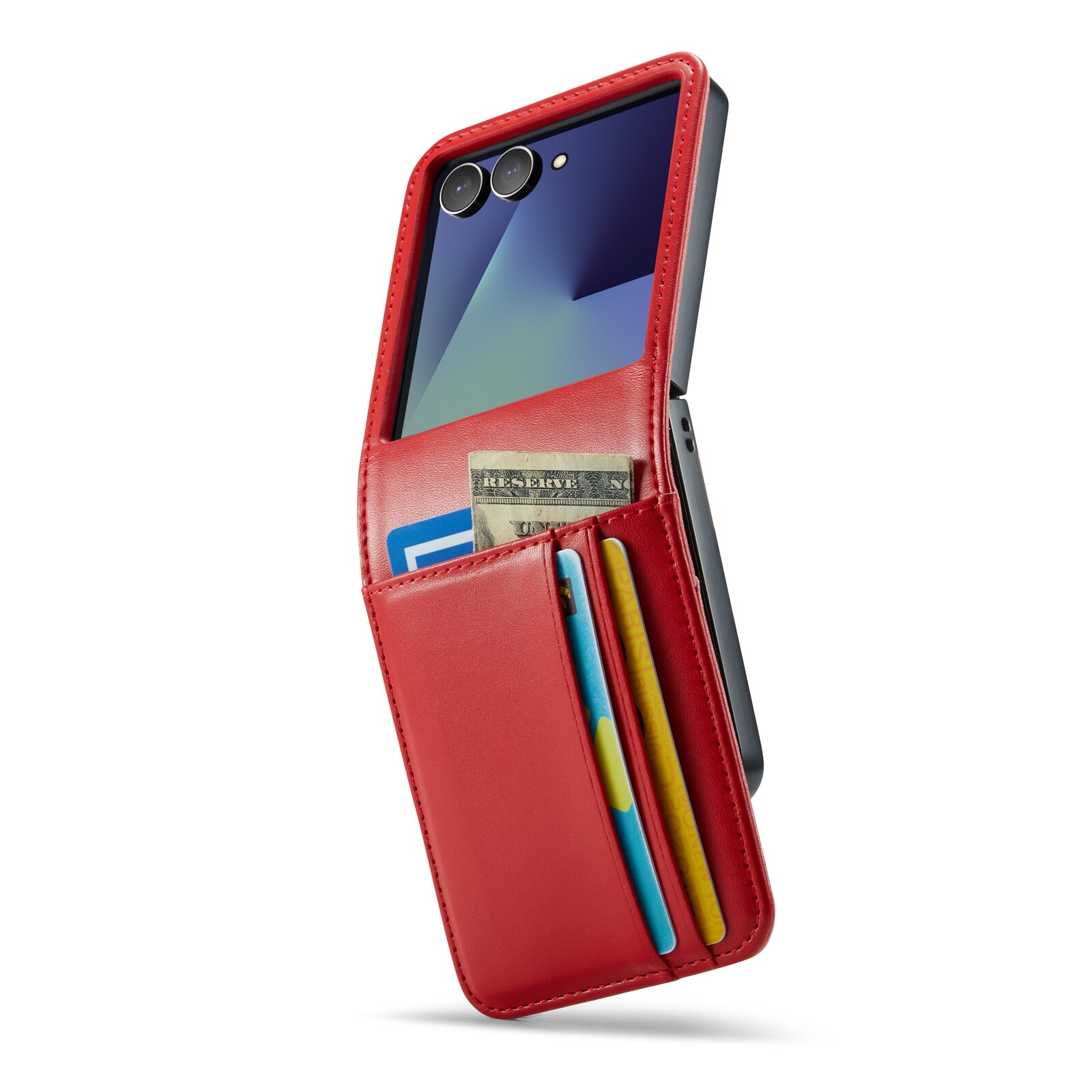 Étui en cuir veritable Samsung Galaxy Z Flip 7, Rouge