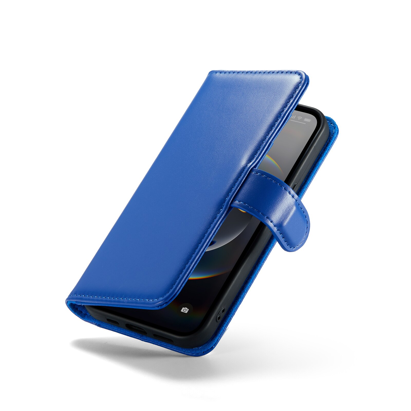 Étui en cuir veritable iPhone 12/iPhone 12 Pro, Bleu