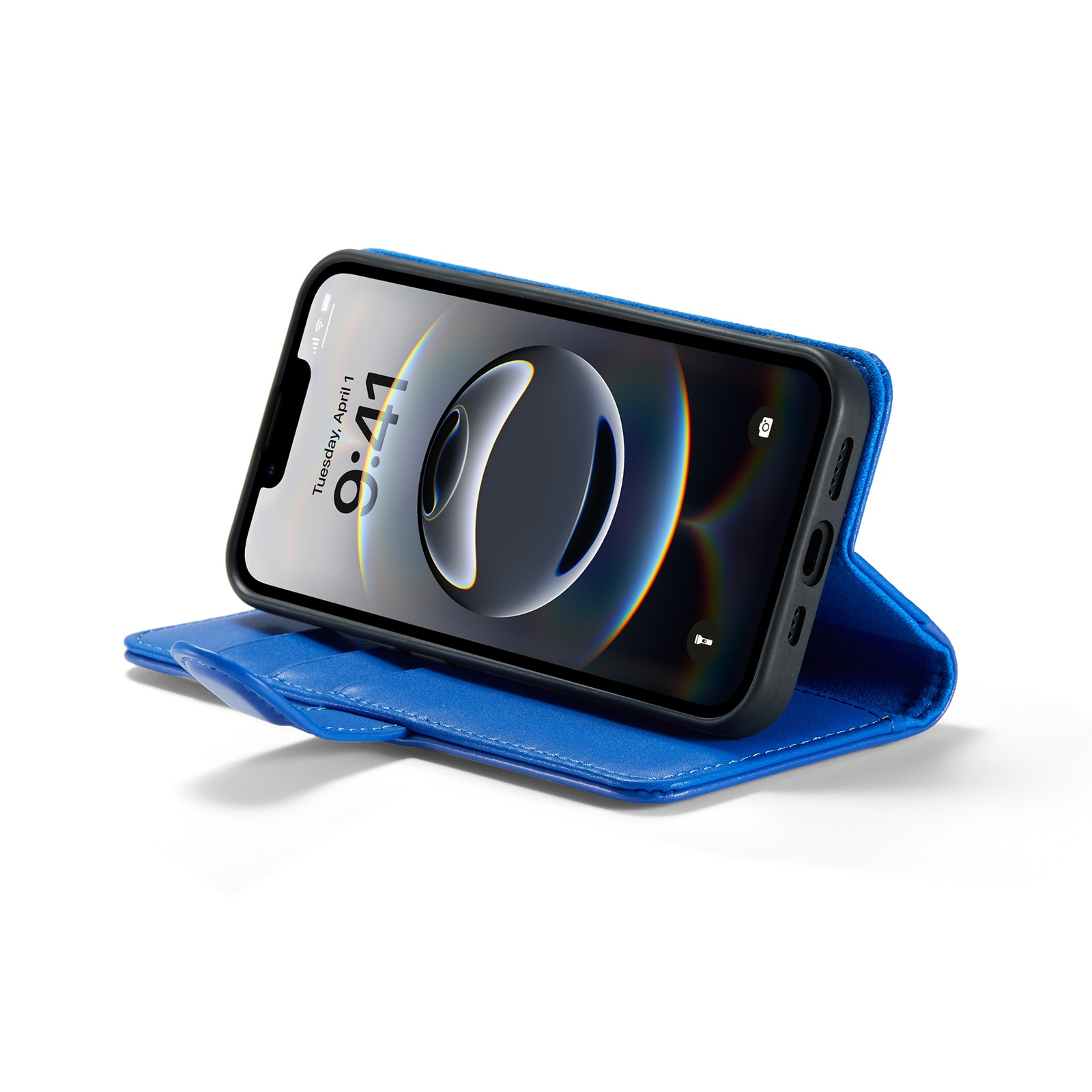 Étui en cuir veritable iPhone 12/iPhone 12 Pro, Bleu