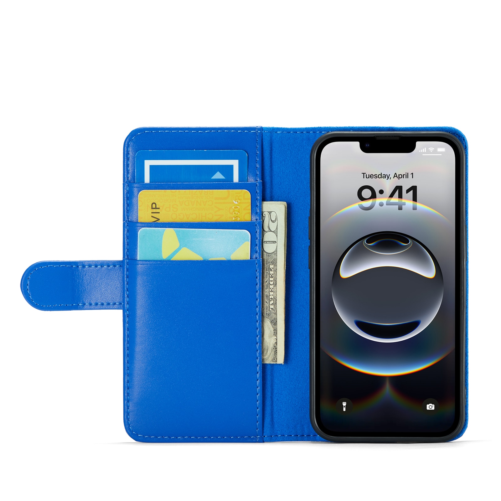 Étui en cuir veritable iPhone 12/iPhone 12 Pro, Bleu