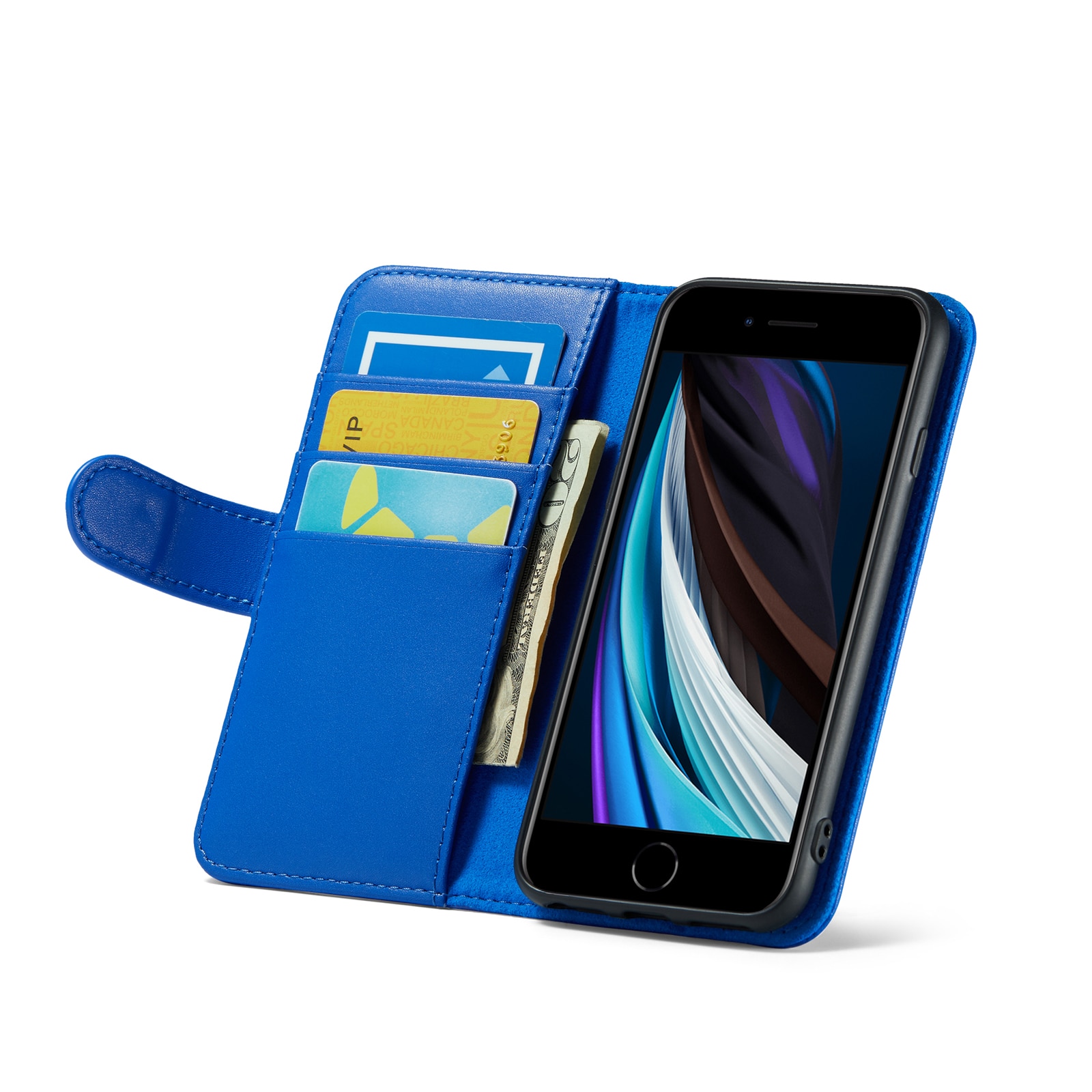Étui en cuir veritable iPhone 7, Bleu