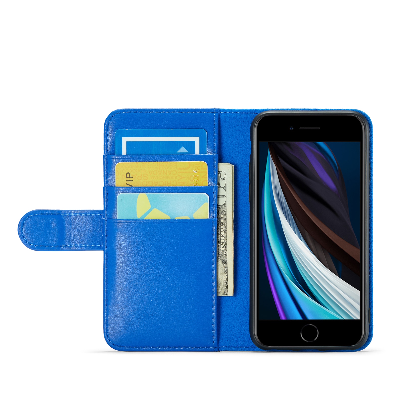 Étui en cuir veritable iPhone 7, Bleu