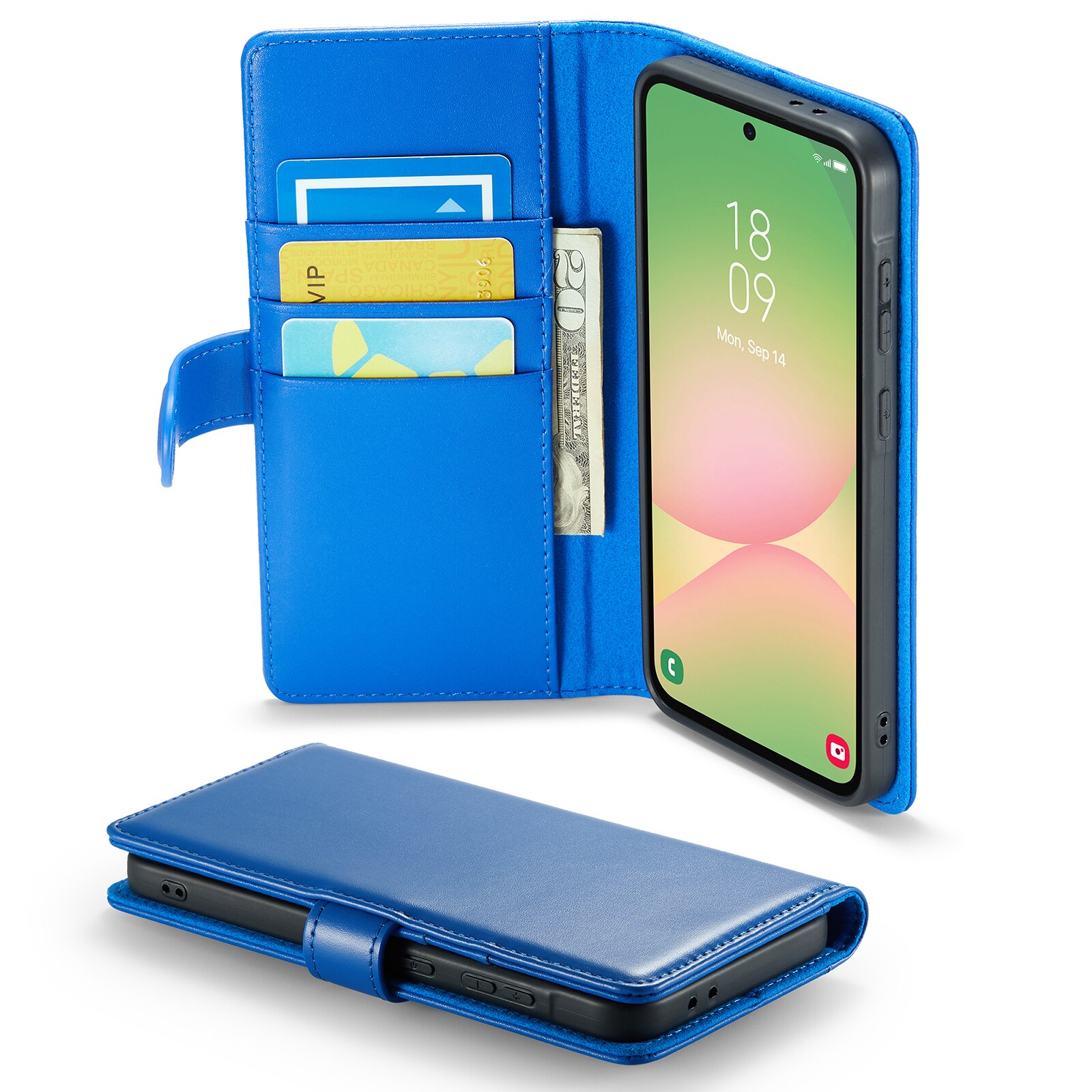 Étui en cuir veritable Samsung Galaxy A56, Bleu