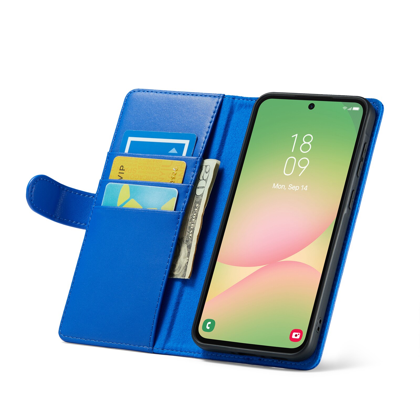 Étui en cuir veritable Samsung Galaxy A56, Bleu