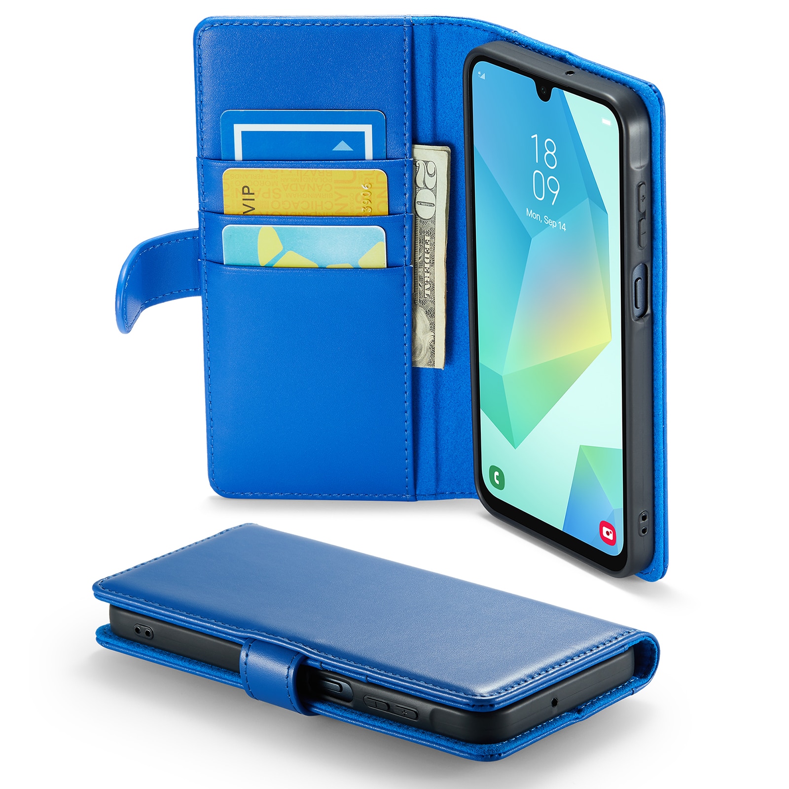 Étui en cuir veritable Samsung Galaxy A16, Bleu
