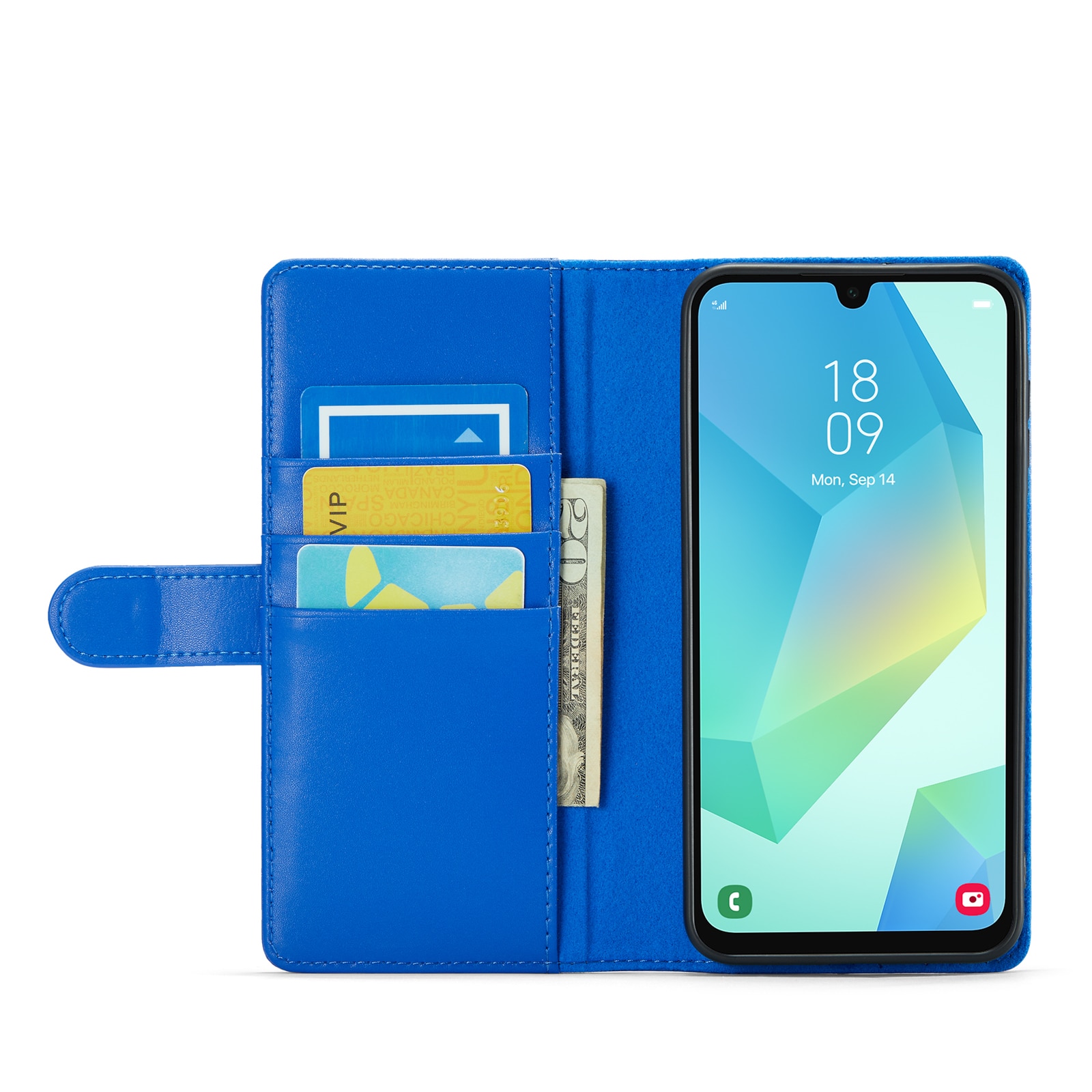 Étui en cuir veritable Samsung Galaxy A16, Bleu