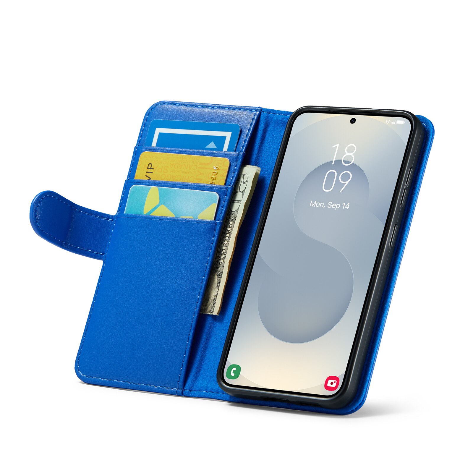 Étui en cuir veritable Samsung Galaxy S25, Bleu