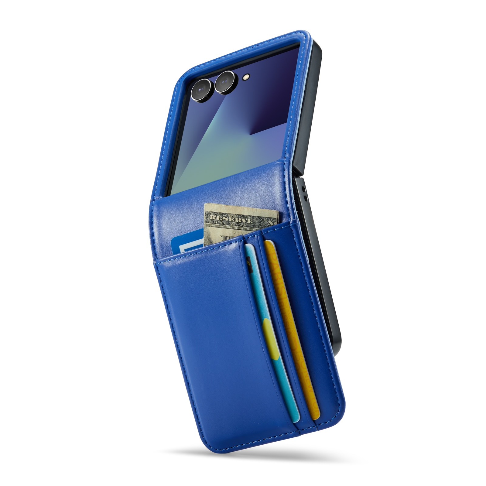 Étui en cuir veritable Samsung Galaxy Z Flip 7, Bleu