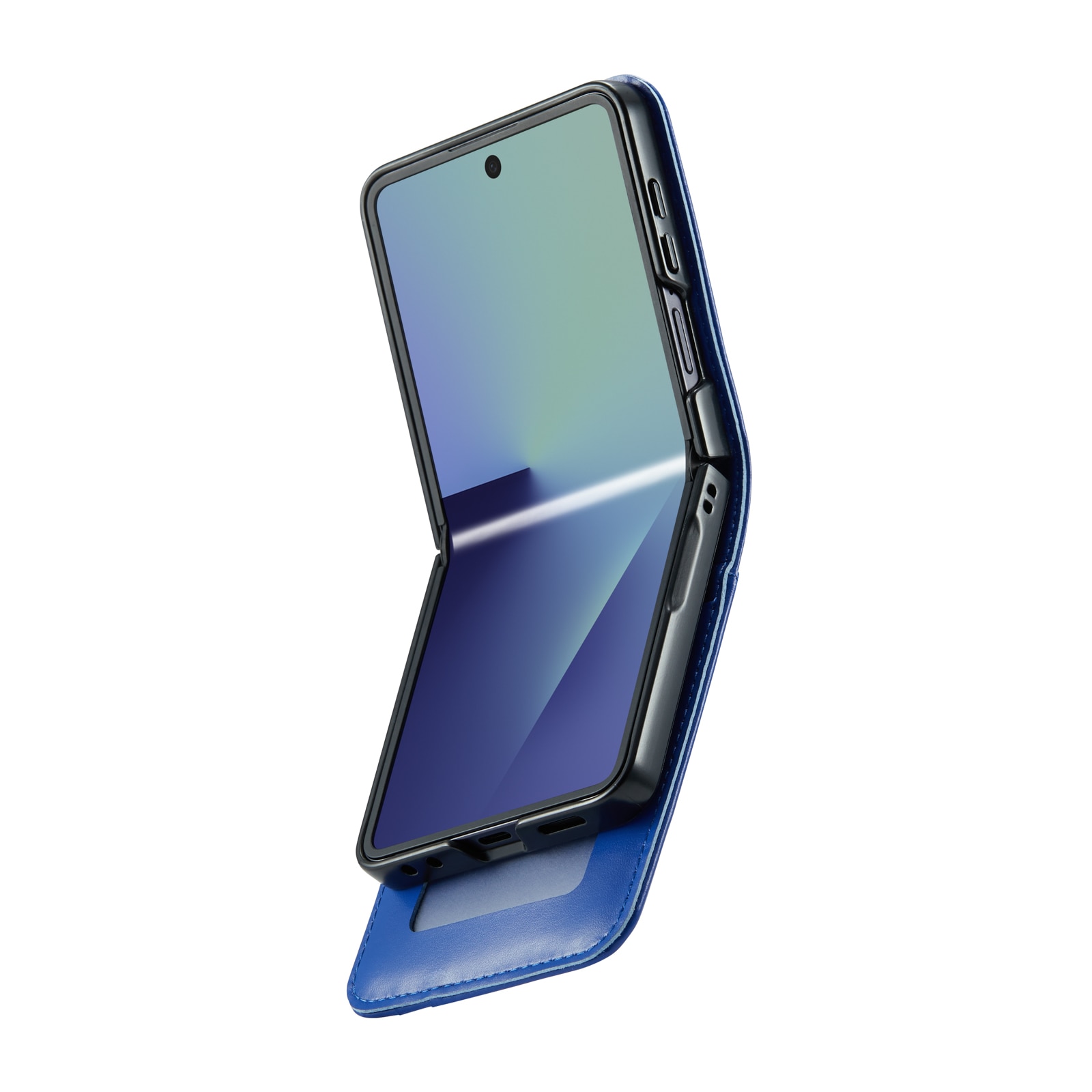 Étui en cuir veritable Samsung Galaxy Z Flip 7, Bleu