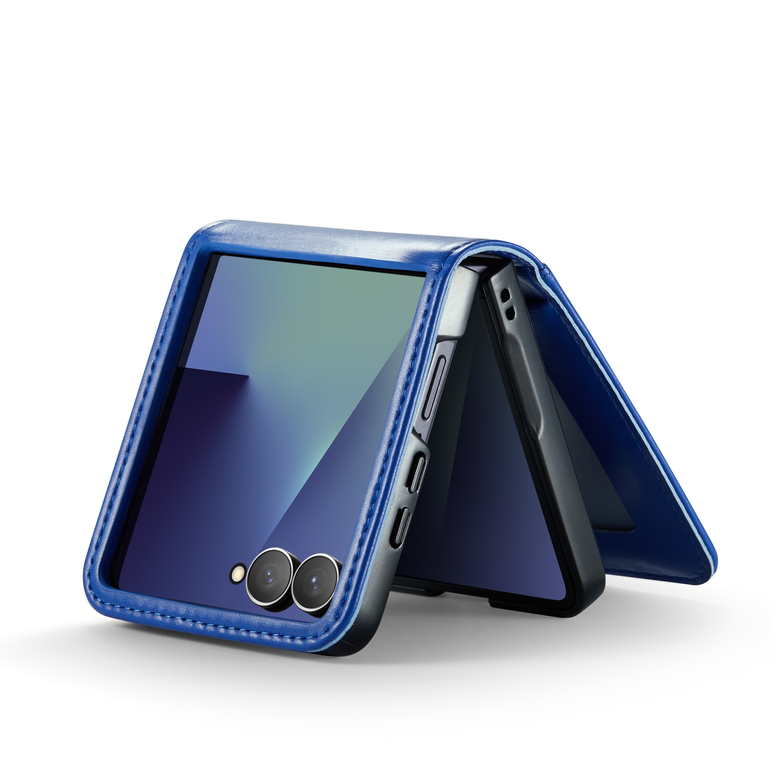 Étui en cuir veritable Samsung Galaxy Z Flip 7, Bleu