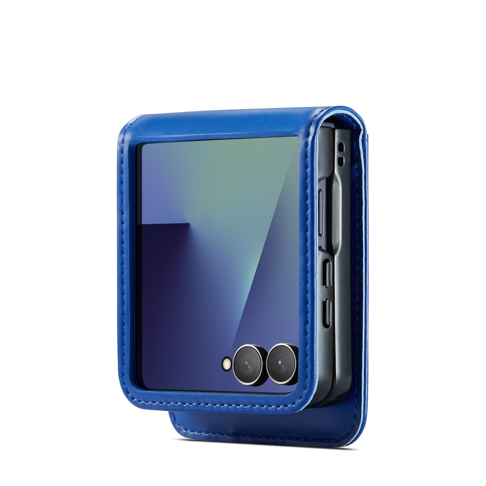 Étui en cuir veritable Samsung Galaxy Z Flip 7, Bleu