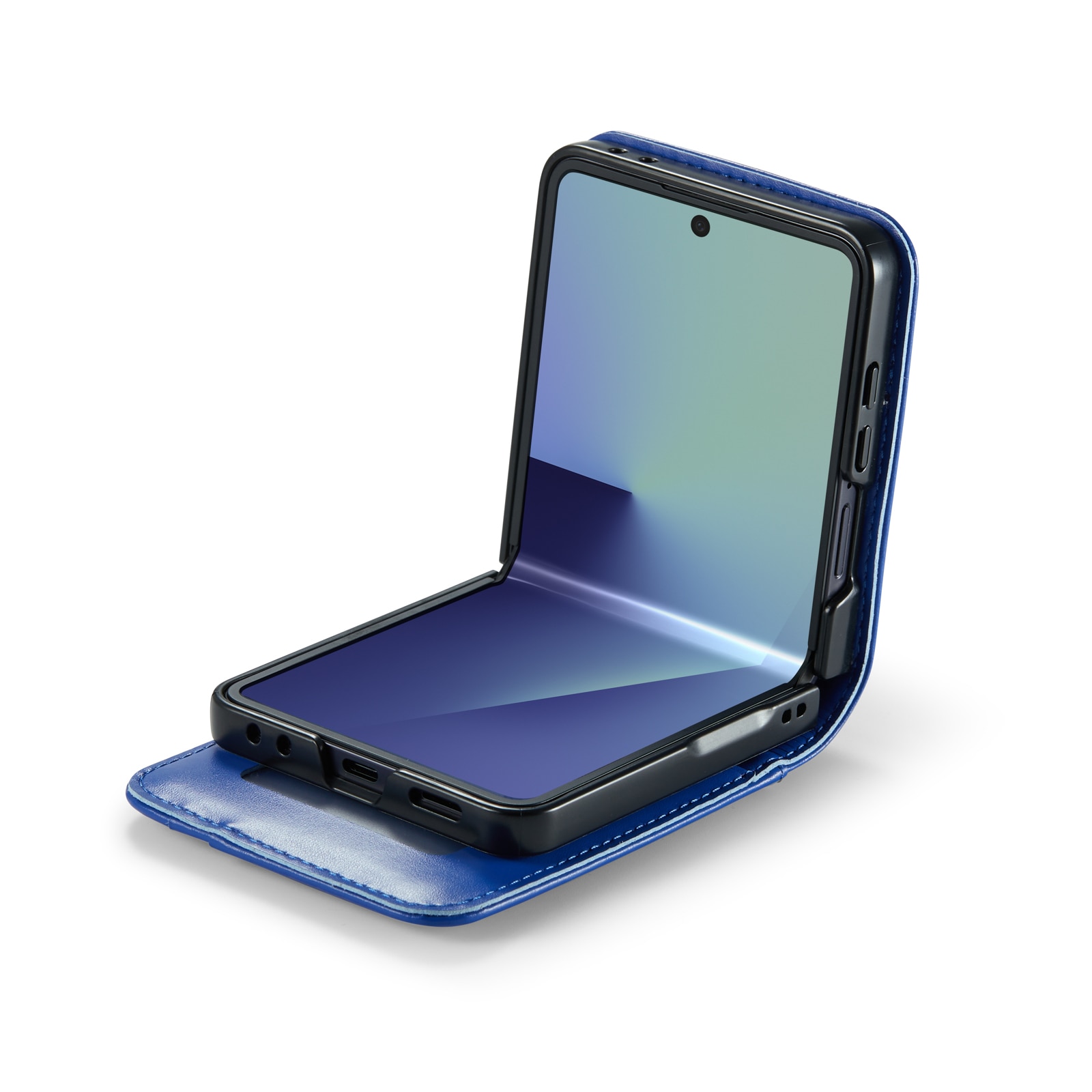 Étui en cuir veritable Samsung Galaxy Z Flip 7, Bleu