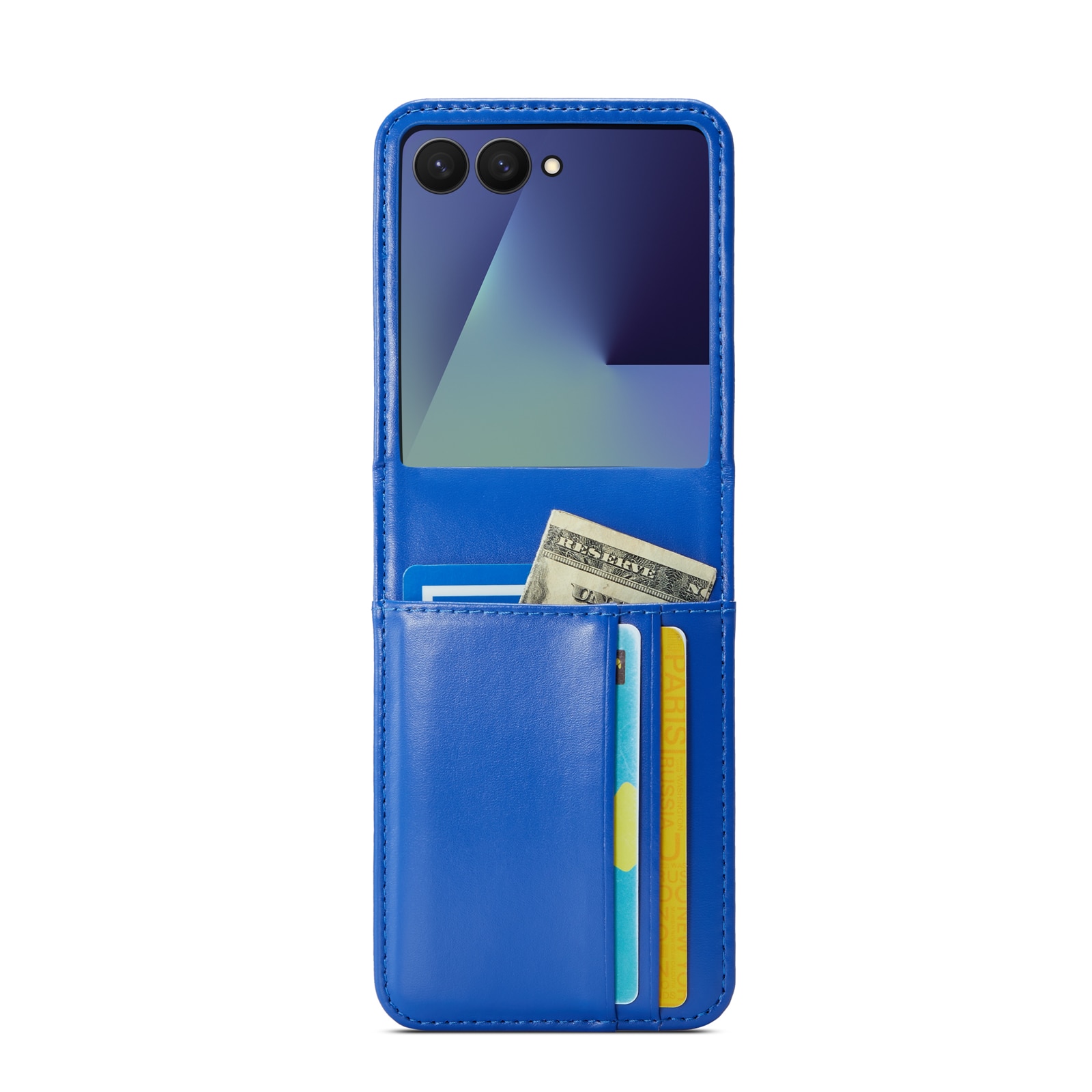 Étui en cuir veritable Samsung Galaxy Z Flip 7, Bleu