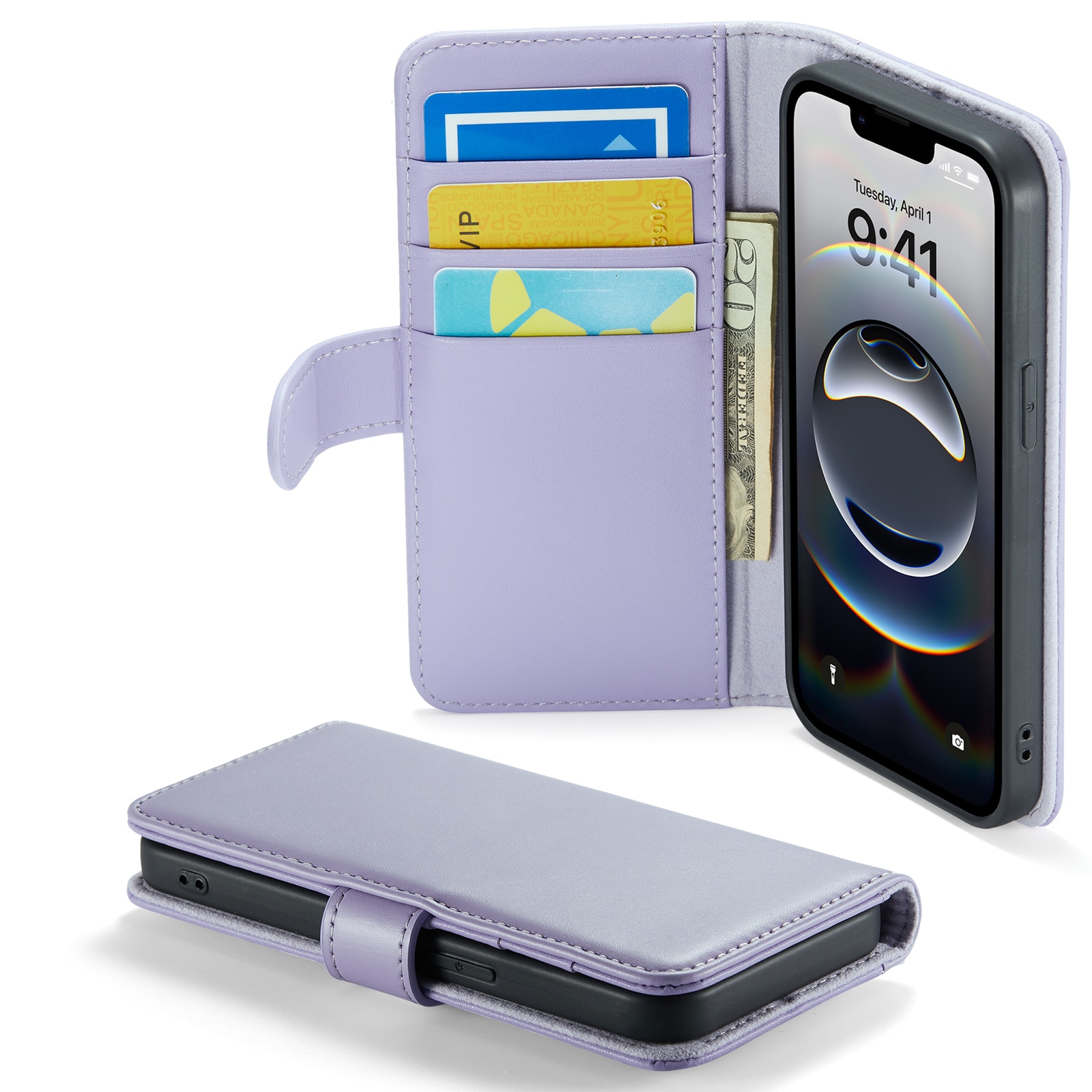 Étui en cuir veritable iPhone 12/iPhone 12 Pro, Violet