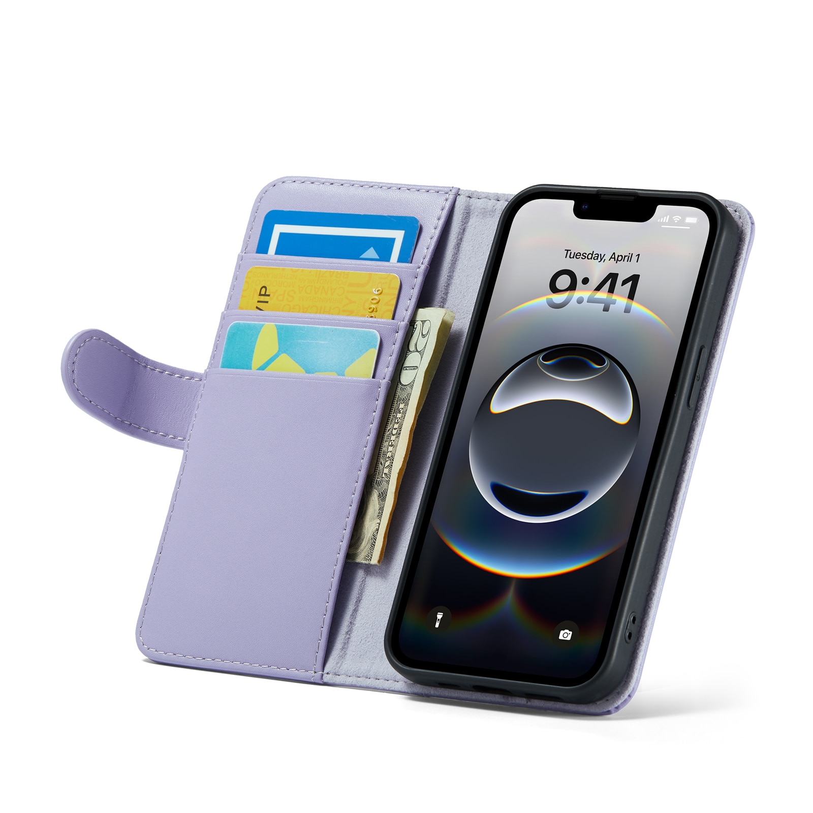 Étui en cuir veritable iPhone 12/iPhone 12 Pro, Violet