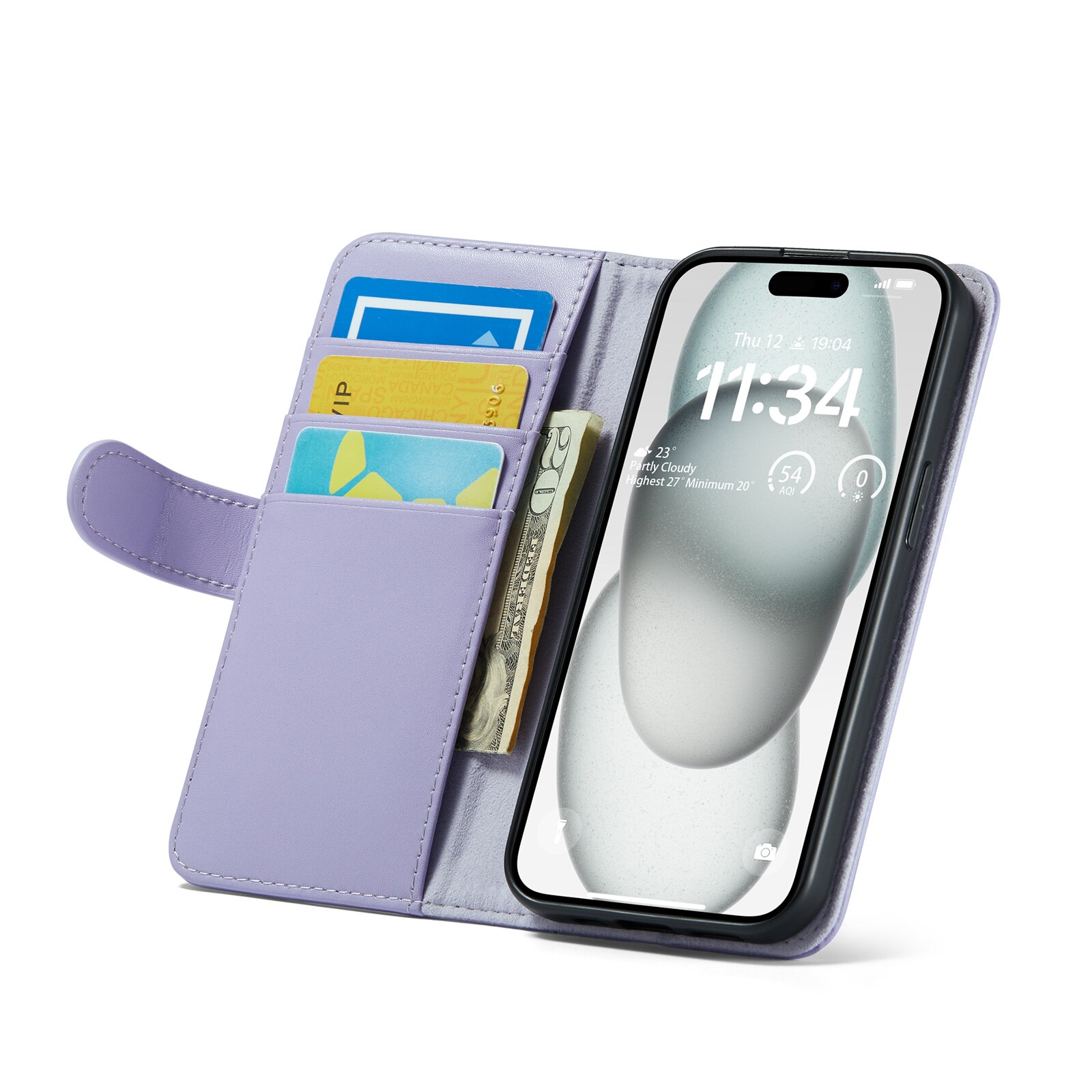 Étui en cuir veritable iPhone 13, Violet