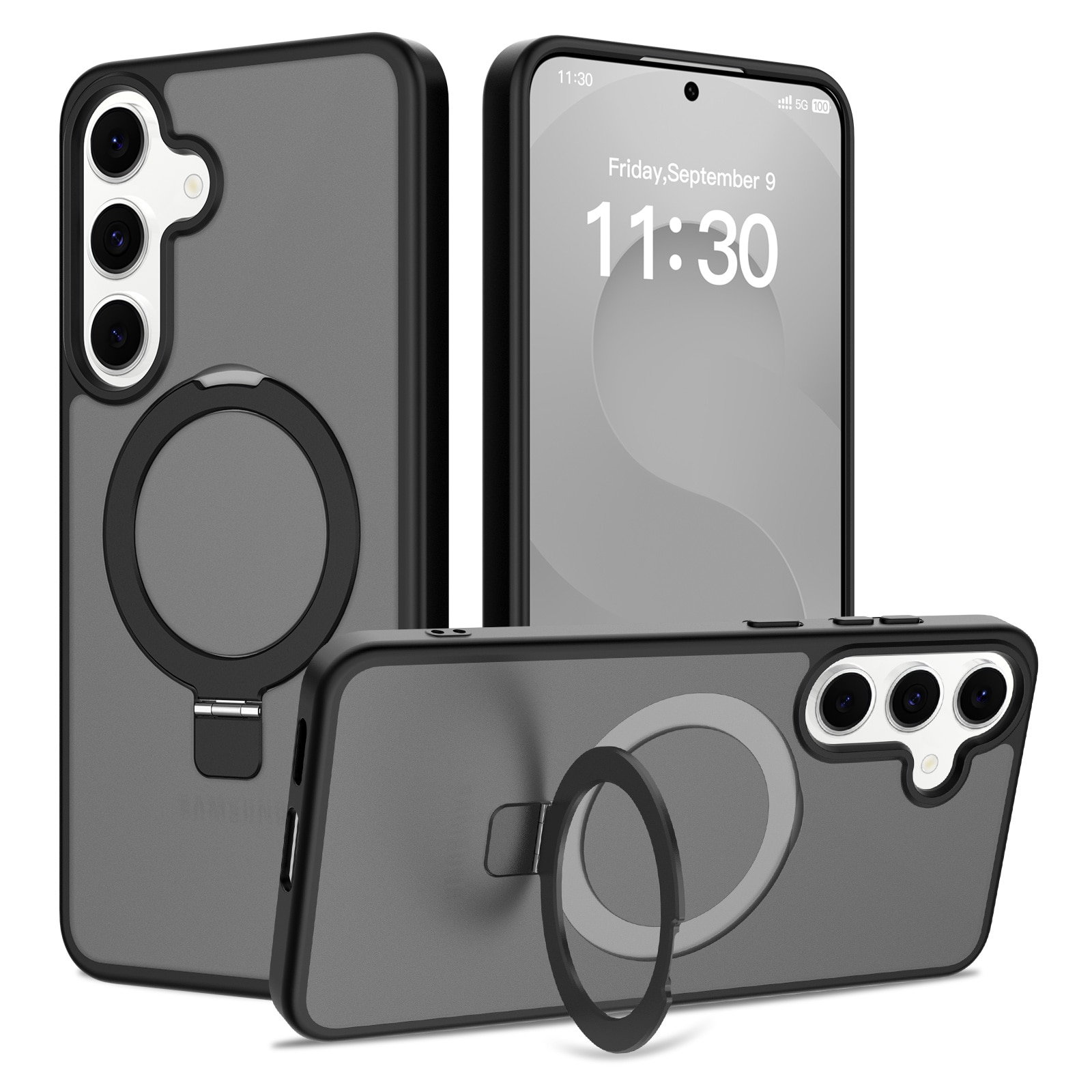Coque hybride Magnetic Ring Samsung Galaxy S25 FE, Noir