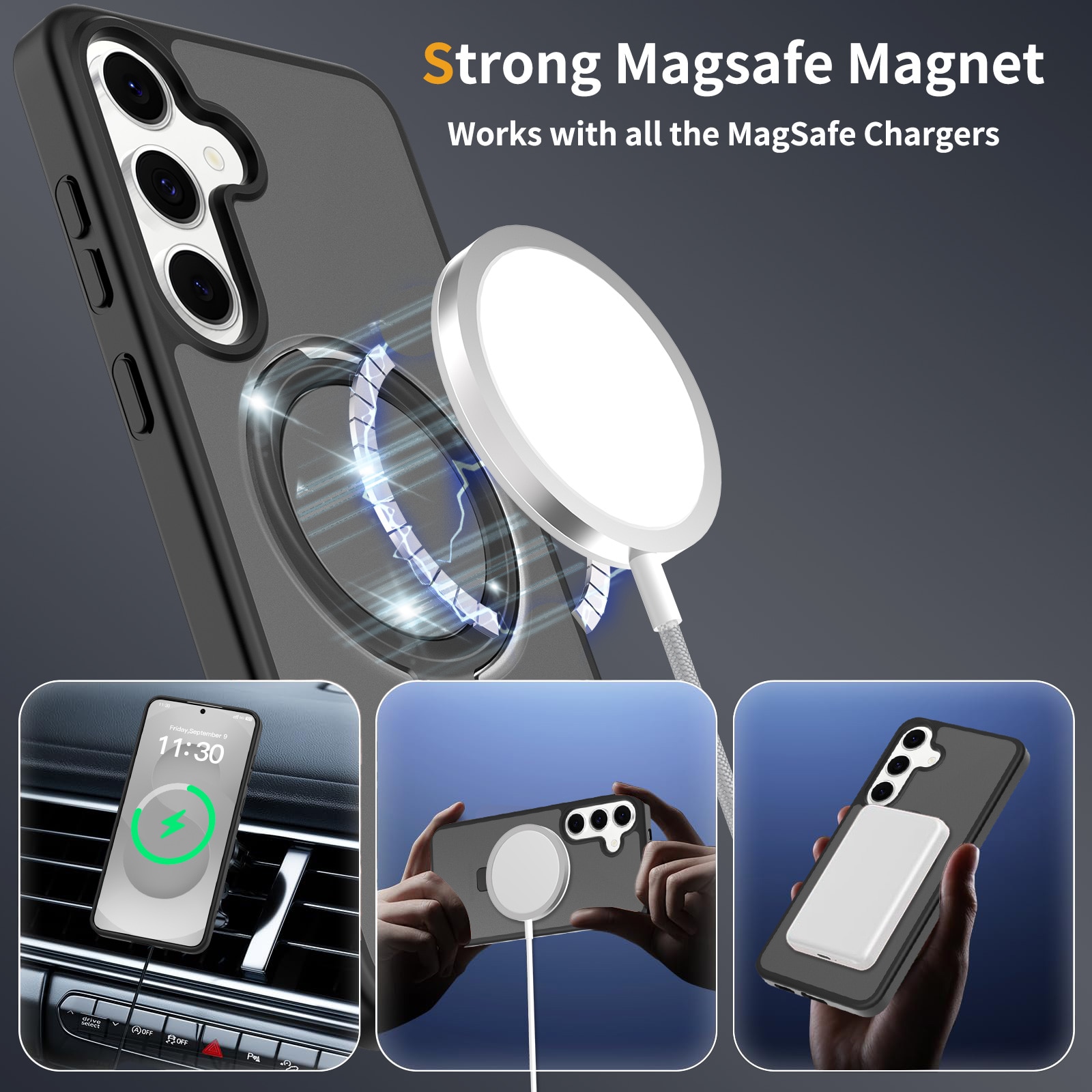 Coque hybride Magnetic Ring Samsung Galaxy S25 FE, Noir