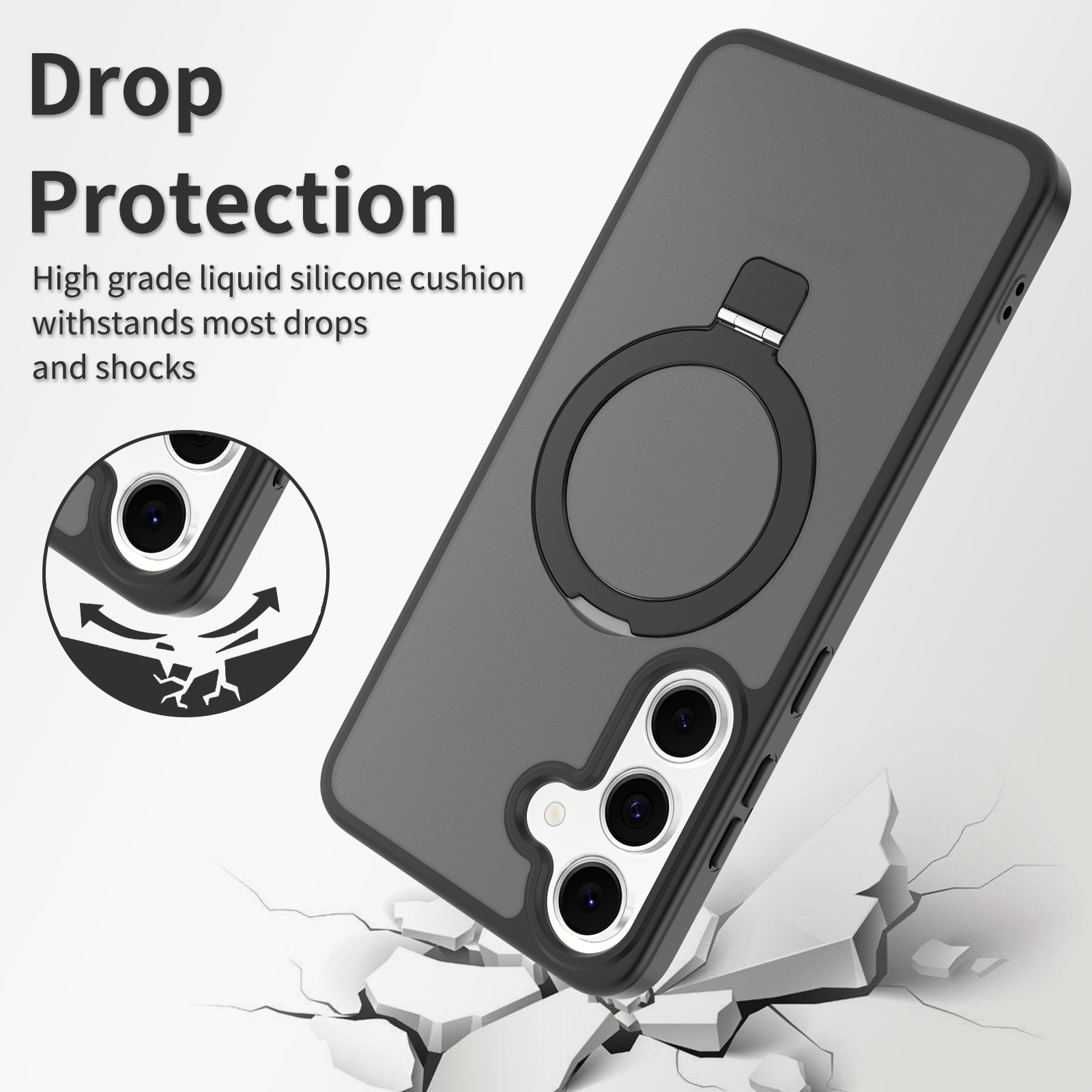Coque hybride Magnetic Ring Samsung Galaxy S25 FE, Noir