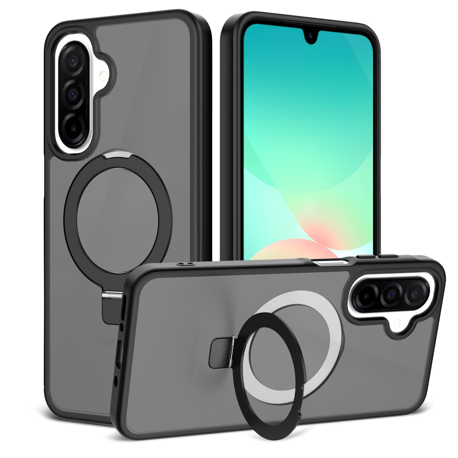 Coque hybride Magnetic Ring Samsung Galaxy A17, Noir