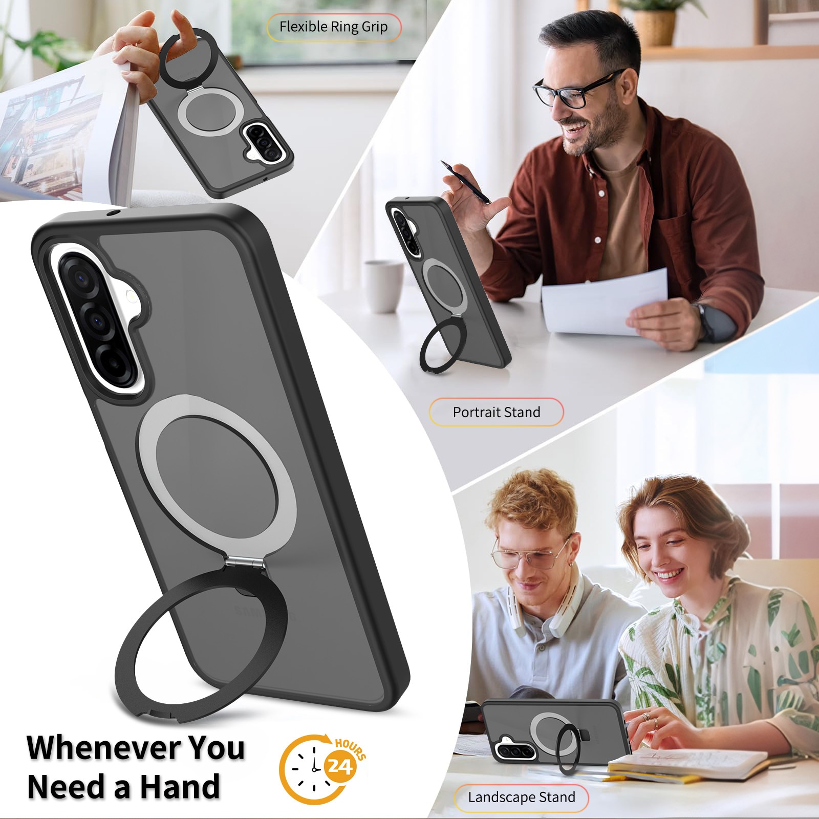 Coque hybride Magnetic Ring Samsung Galaxy A17, Noir