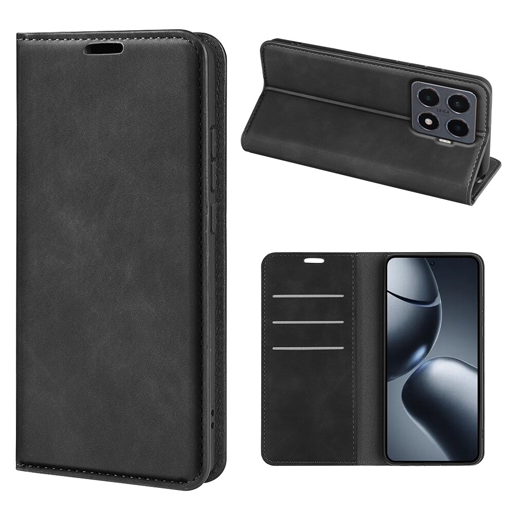 Coque portefeuille mince Xiaomi 15T Pro, Noir