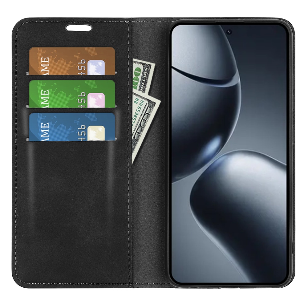 Coque portefeuille mince Xiaomi 15T, Noir