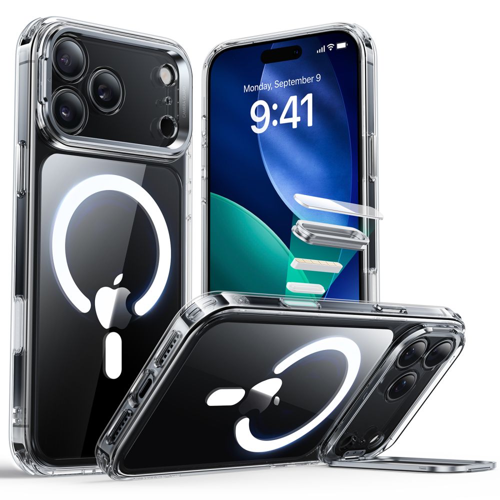Classic Kickstand Halolock MagSafe iPhone 17 Pro Max, Transparent