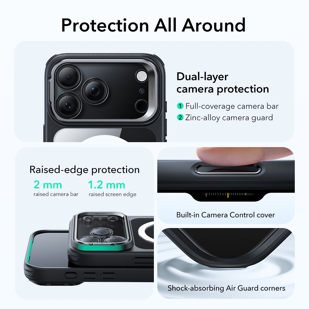 Classic Kickstand Halolock MagSafe iPhone 17 Pro Max, Noir  / transparent