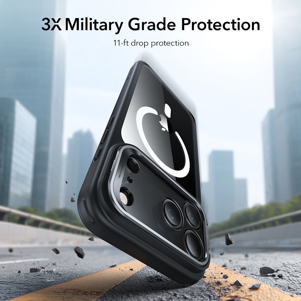 Classic Kickstand Halolock MagSafe iPhone 17 Pro Max, Noir  / transparent