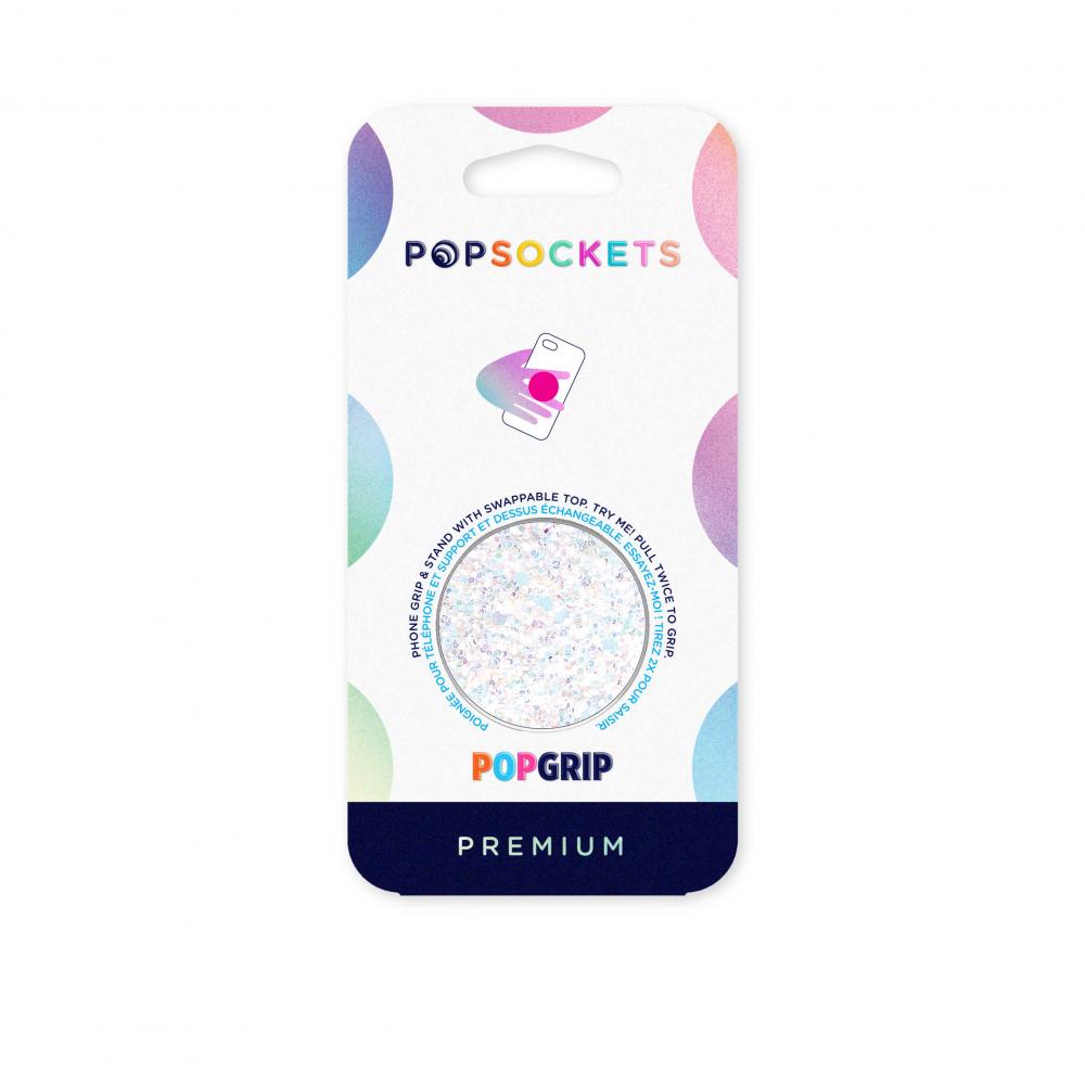 PopGrip Support et Grip pour Smartphone, Sparkle Snow White