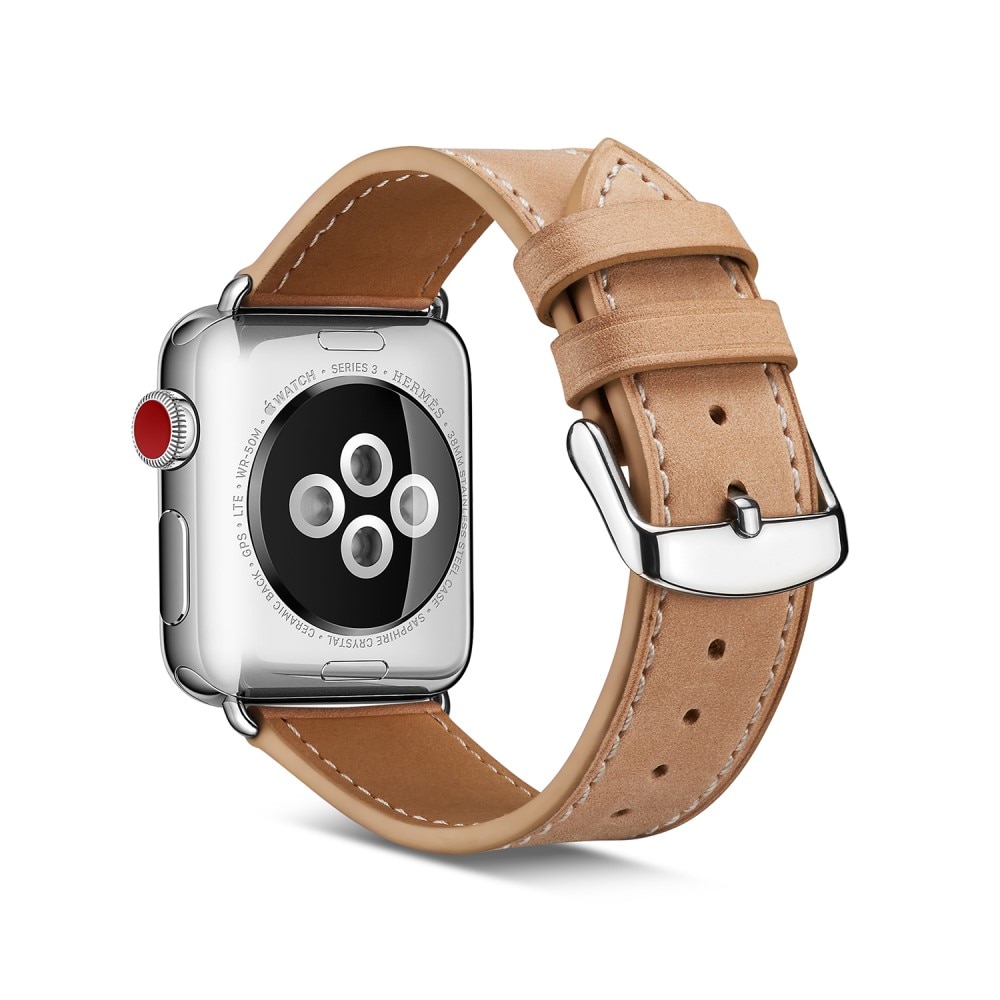 Bracelet en cuir Apple Watch 44mm, khaki