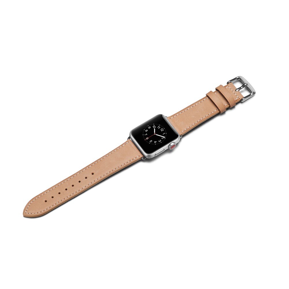 Bracelet en cuir Apple Watch 44mm, khaki