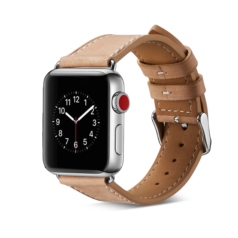 Bracelet en cuir Apple Watch 44mm, khaki