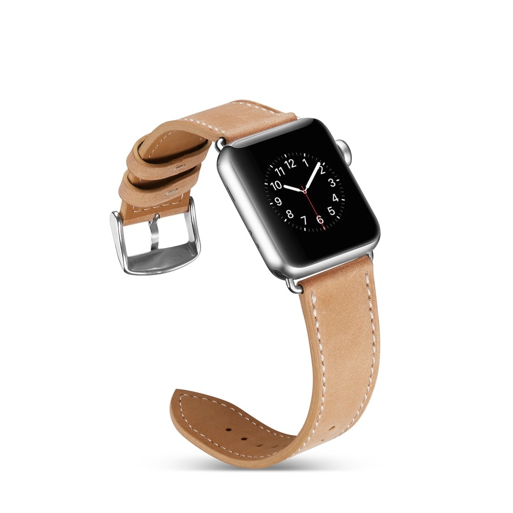 Bracelet en cuir Apple Watch 44mm, khaki