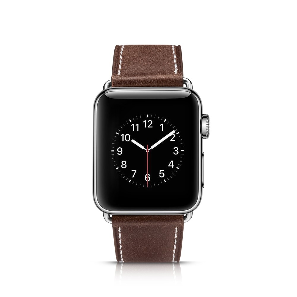 Bracelet en cuir Apple Watch Series 8 45mm, Marron
