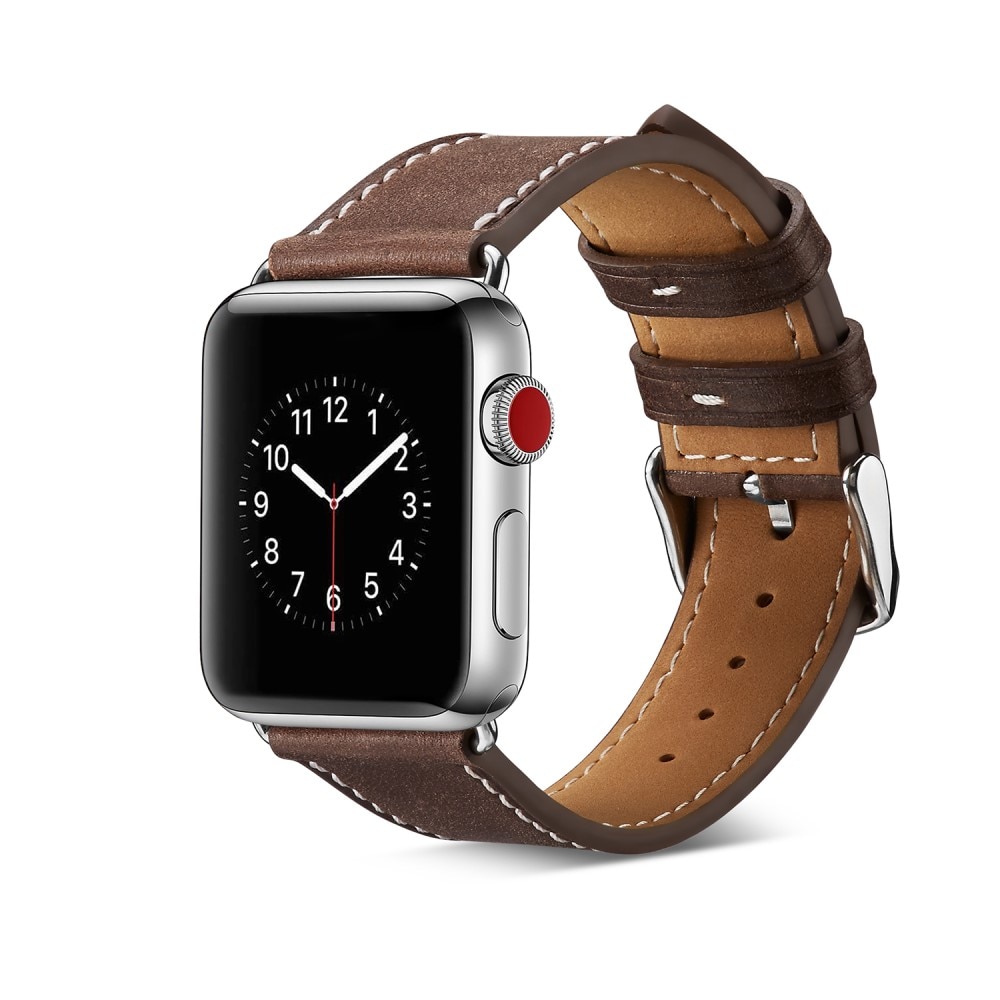 Bracelet en cuir Apple Watch 45mm Series 8 marron